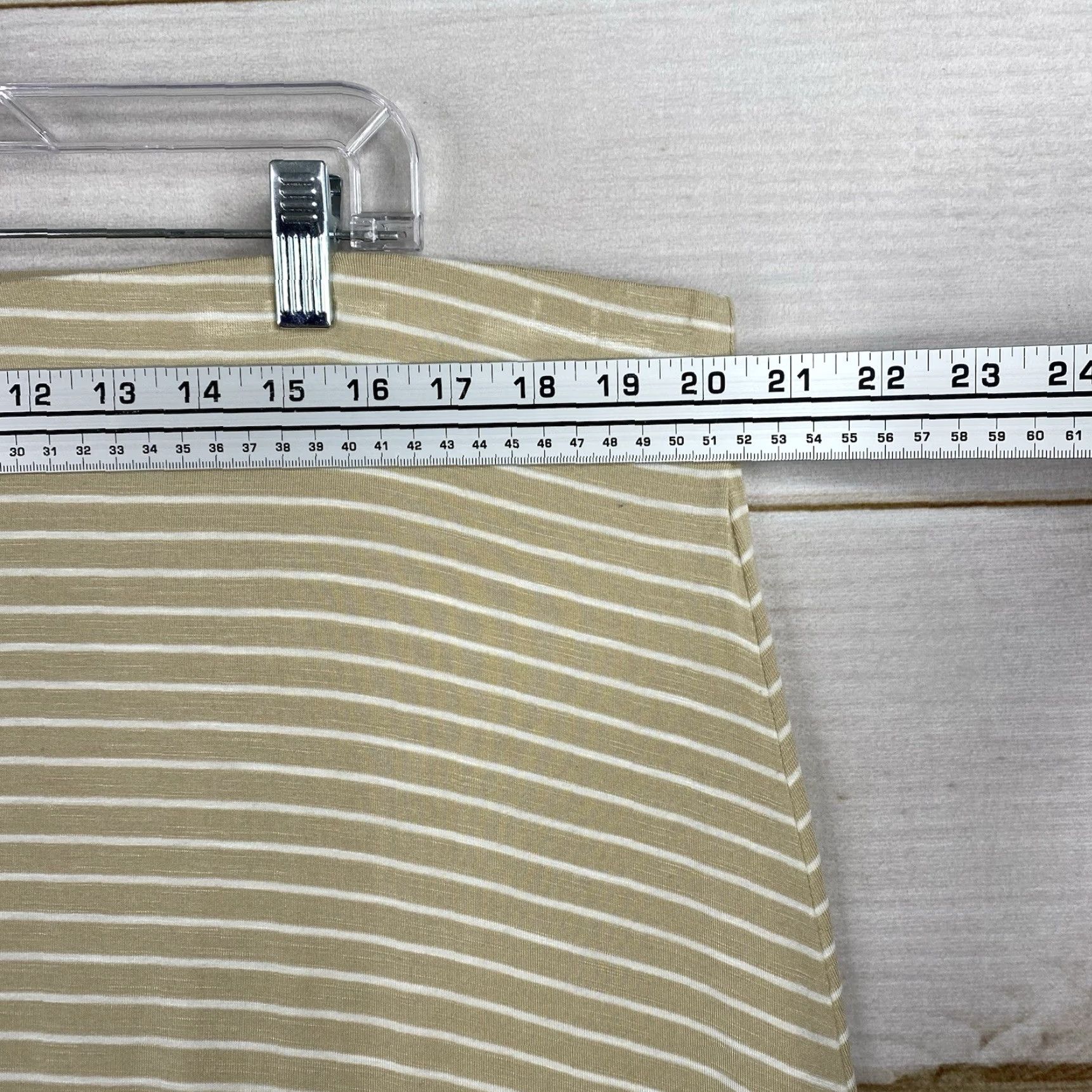 Vintage VINTAGE J Jill Midi Skirt XL Beige White Stripe Elastic Waist Pull On Stretch Asymmetric Size 40" / US 18 - 4 Thumbnail