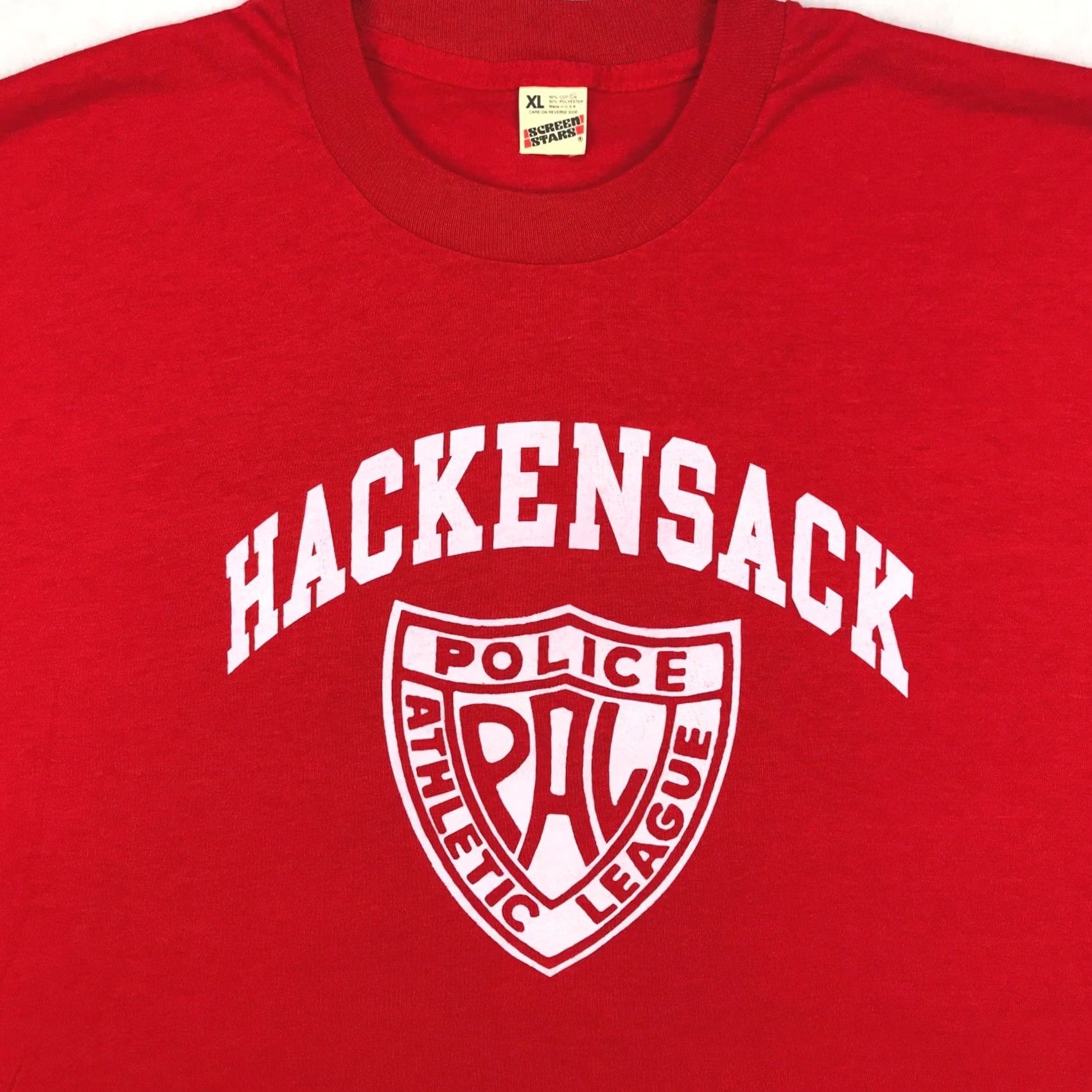 Vintage VINTAGE Screen Stars T-Shirt Mens L Red 80s 90s Police Athletic League NOS Hackensack NJ Shirt Short Sleeve Crew Neck Size US L / EU 52-54 / 3 - 5 Thumbnail