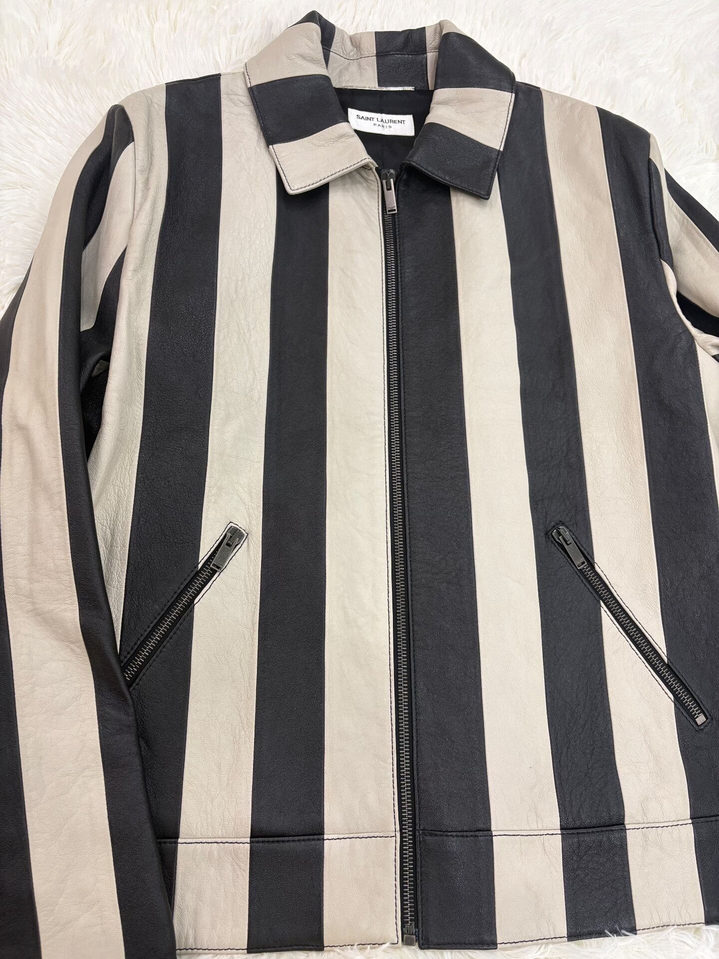 Saint Laurent Paris Saint Laurent SLP Lambskin Striped Jacket Size US M / EU 48-50 / 2 - 3 Thumbnail
