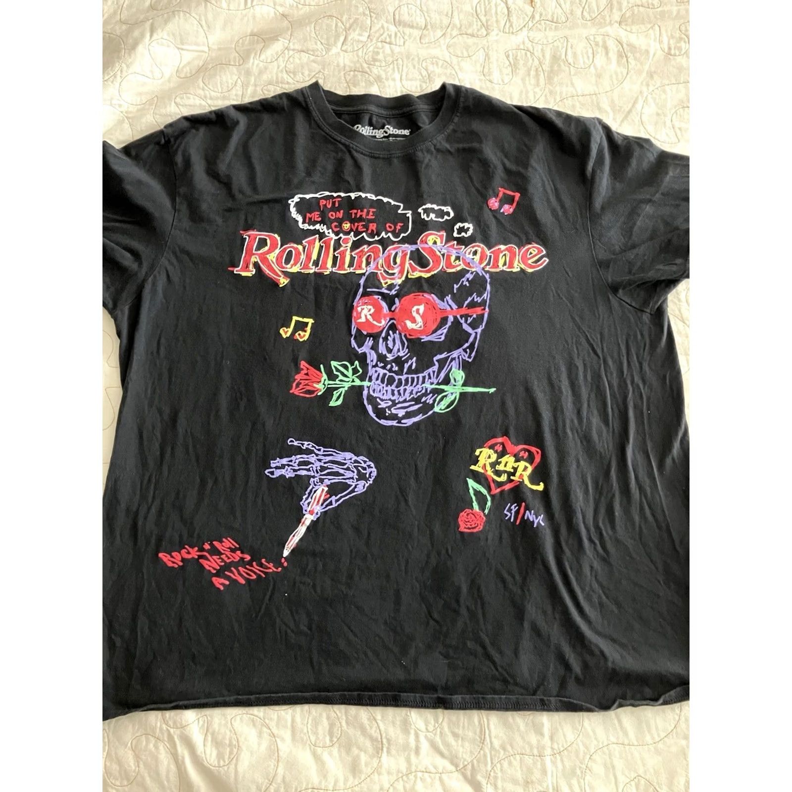 Doublet Rolling Stone Magazine Rock Music Black Double Graphic T-Shirt Large L/XL Crew Neck Short Sleeve Mens Regular Size US L / EU 52-54 / 3 - 3 Thumbnail