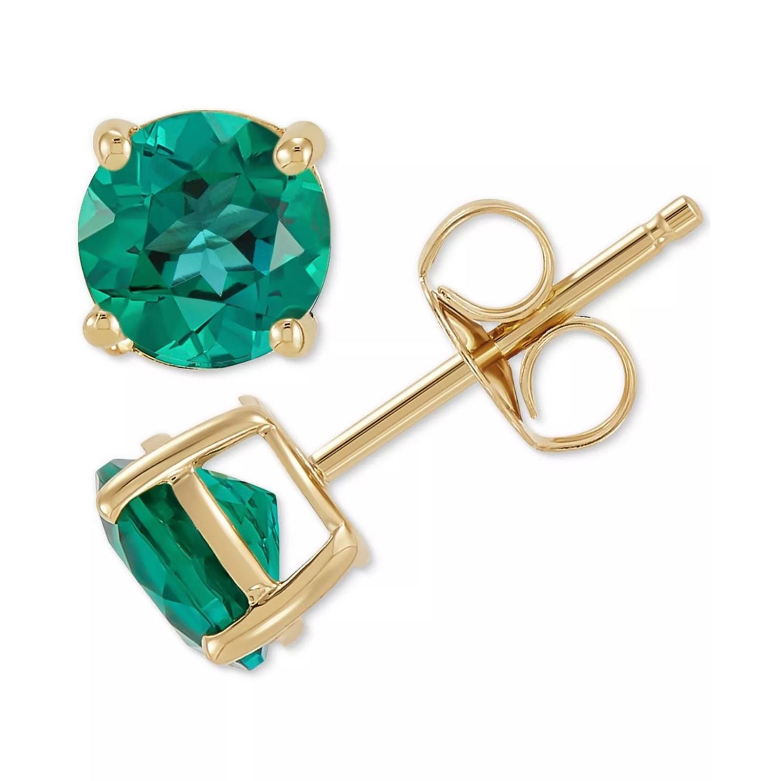 Macys Macy’s Birthstone Stud Earrings in 14k Gold – Emerald Size ONE SIZE - 1 Thumbnail