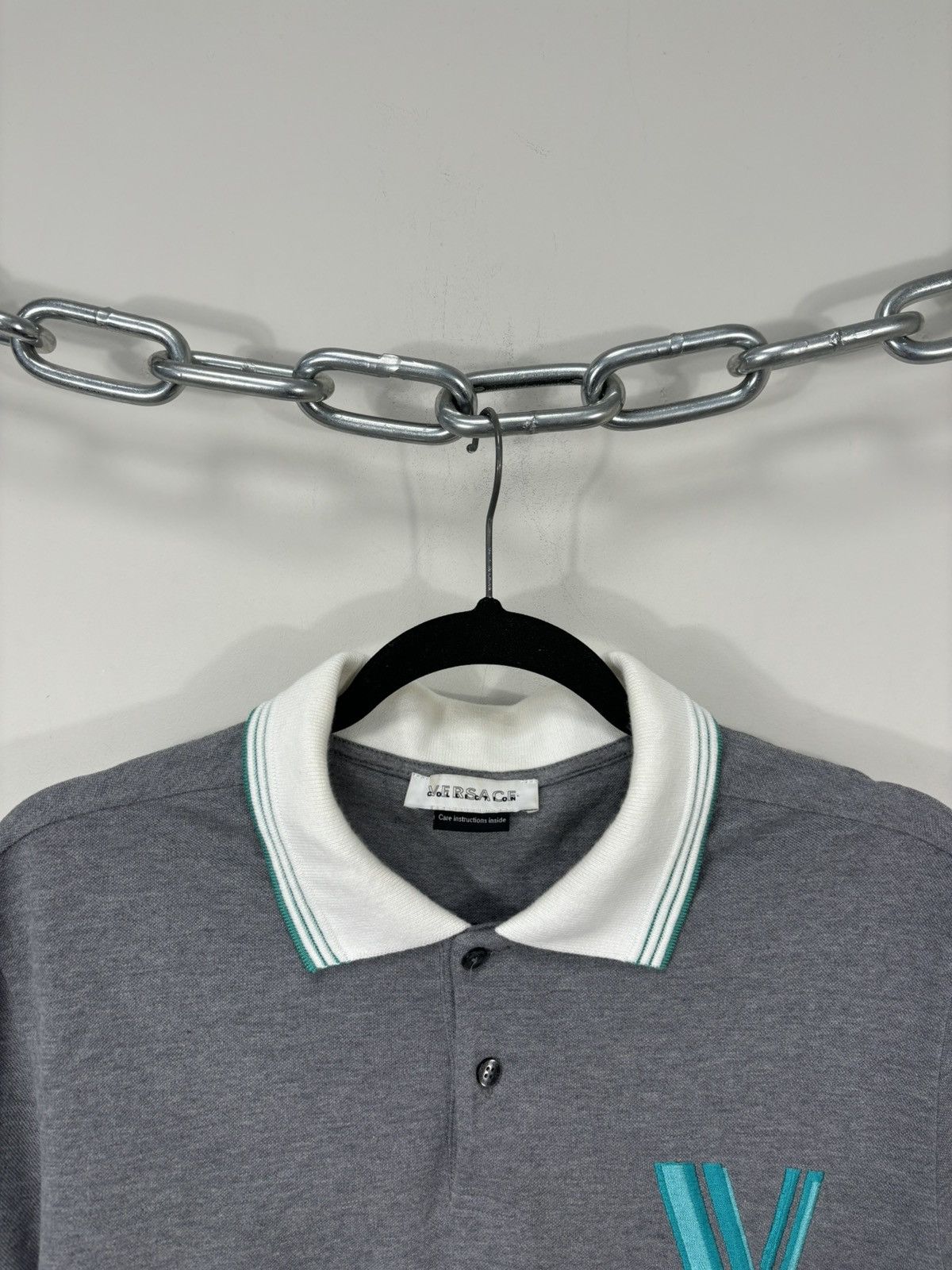 Versace Versace Collection Men’s Embroidered V Logo Gray Polo Shirt Size US L / EU 52-54 / 3 - 6 Thumbnail