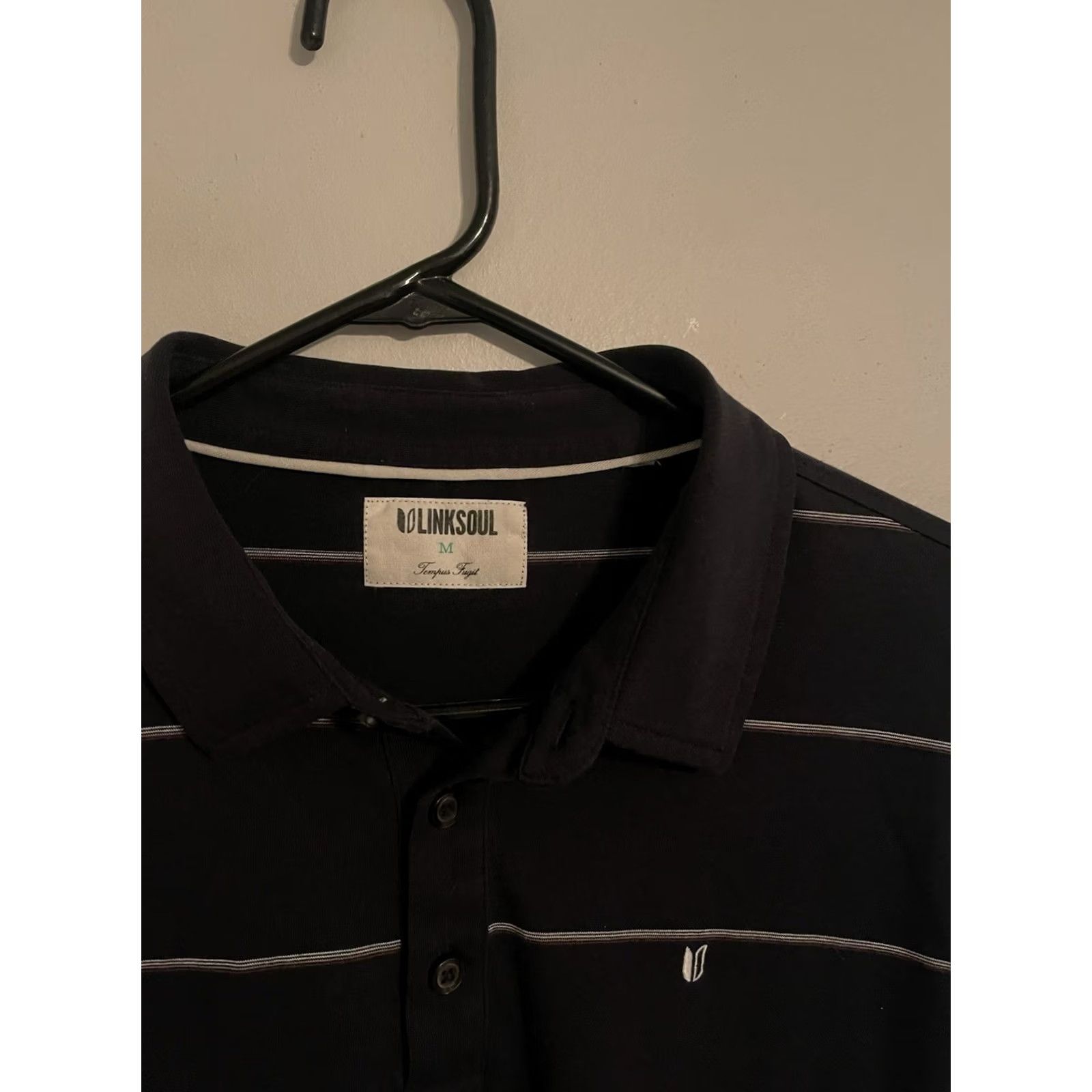 Vintage VINTAGE? Linksoul Polo Shirt Blue Cotton Golf Tempus Fugit Luxury Dark Navy Mens M Side? Size US M / EU 48-50 / 2 - 2 Thumbnail