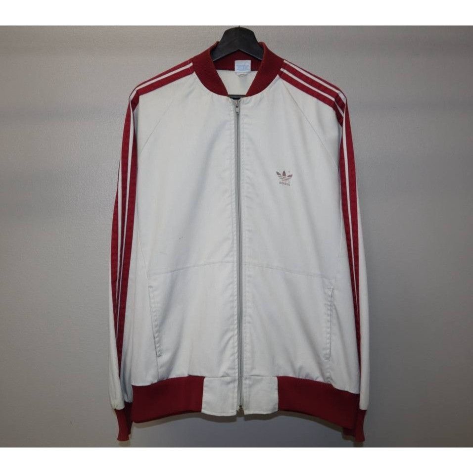 Adidas Vintage 80s Adidas Track Jacket Men's XL White Red Windbreak Size US XL / EU 56 / 4 - 1 Thumbnail