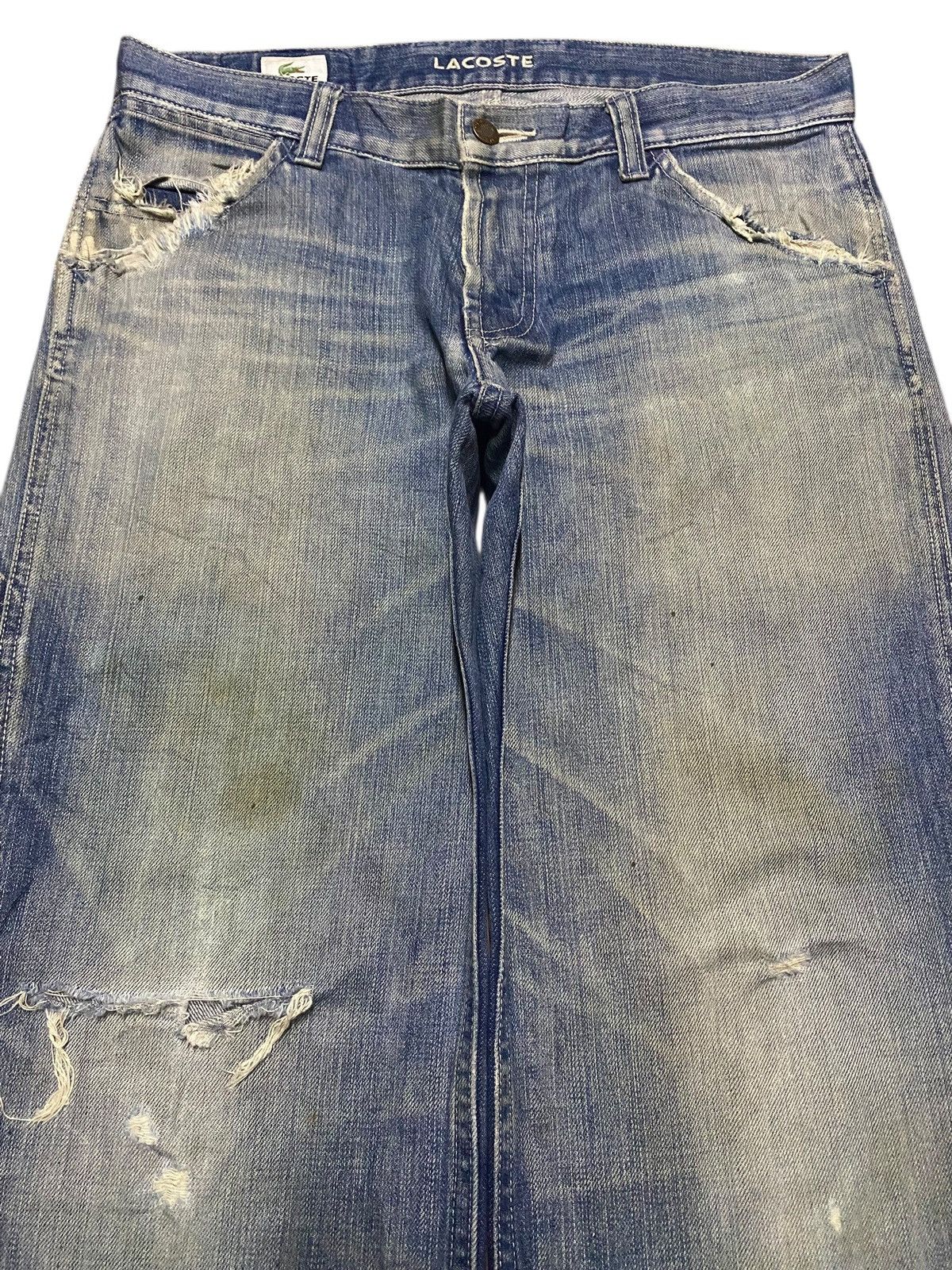 Junya Watanabe × Lacoste Vintage Lacoste Japan Faded Wash Distressed Baggy Jeans Size US 31 - 3 Thumbnail