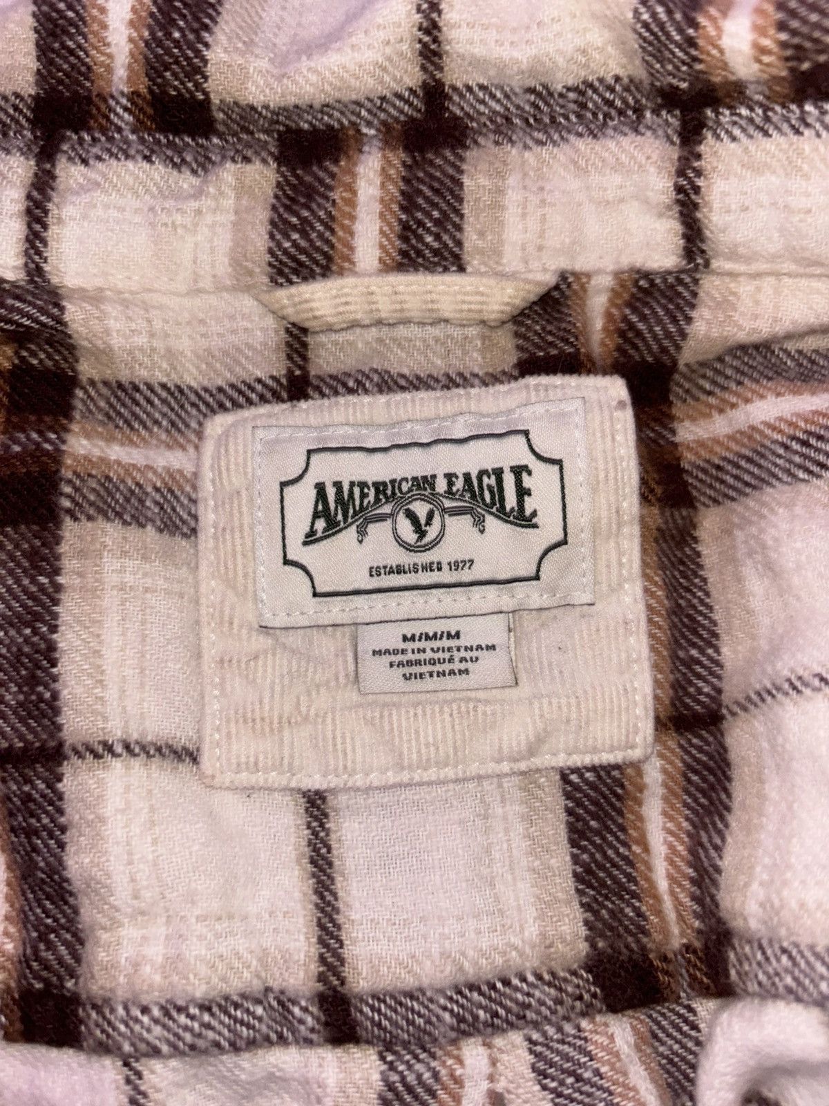 American Eagle Outfitters × Vintage Vintage Tan & Brown American Eagle Flannel Size M / US 6-8 / IT 42-44 - 5 Thumbnail