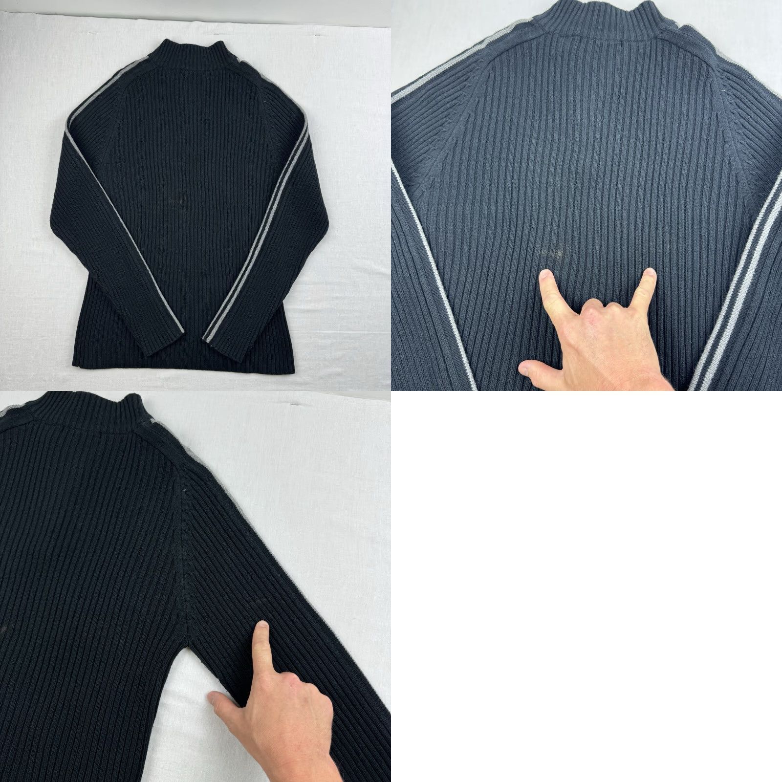Vintage VINTAGE Y2K Extreme Gear Sweatshirt Adult Large Black Striped Quarter Zip Punk Thermal Size US L / EU 52-54 / 3 - 8 Thumbnail