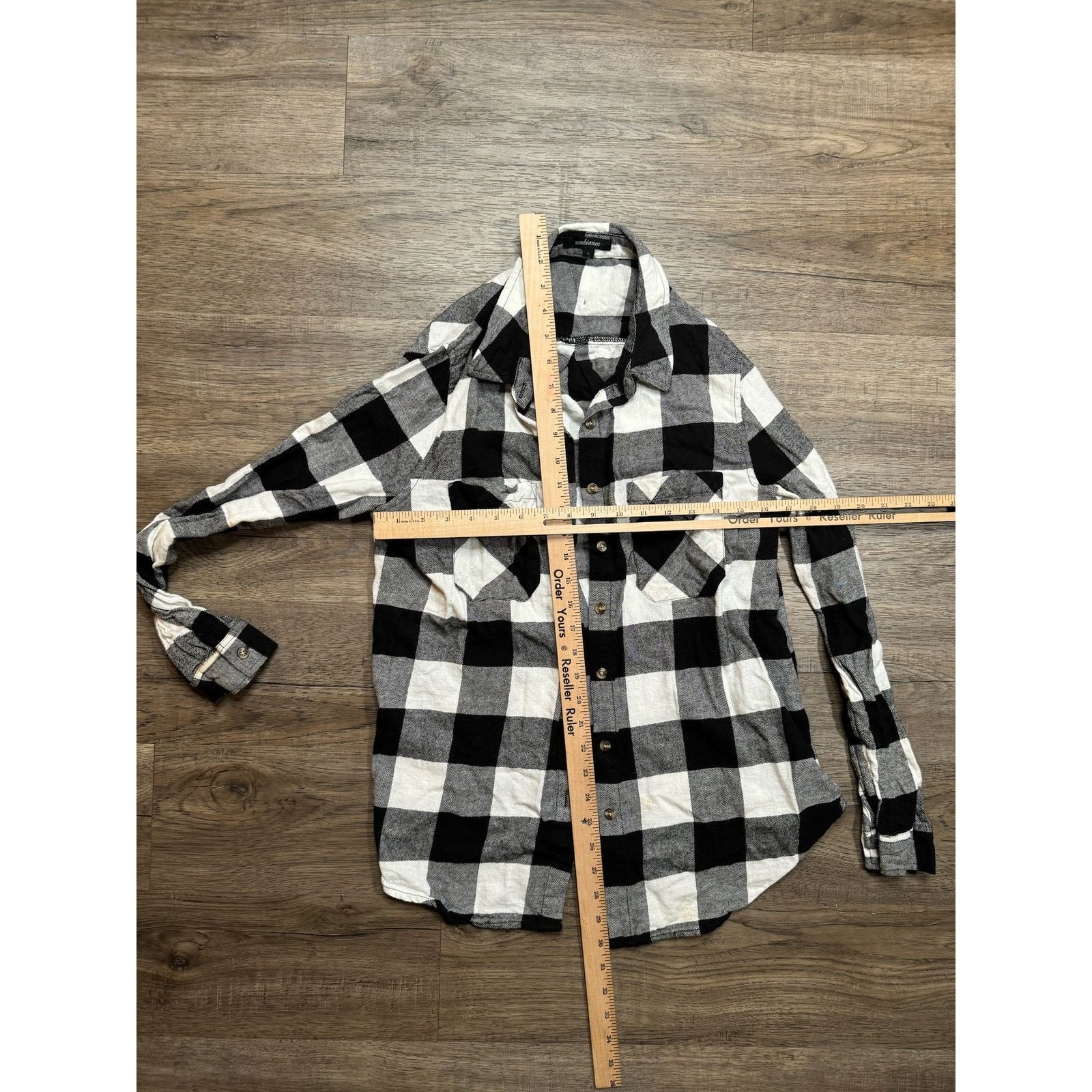 Other Women's Ambiance Black White Plaid Jacket Shirt Shacket Size L / US 10 / IT 46 - 2 Thumbnail