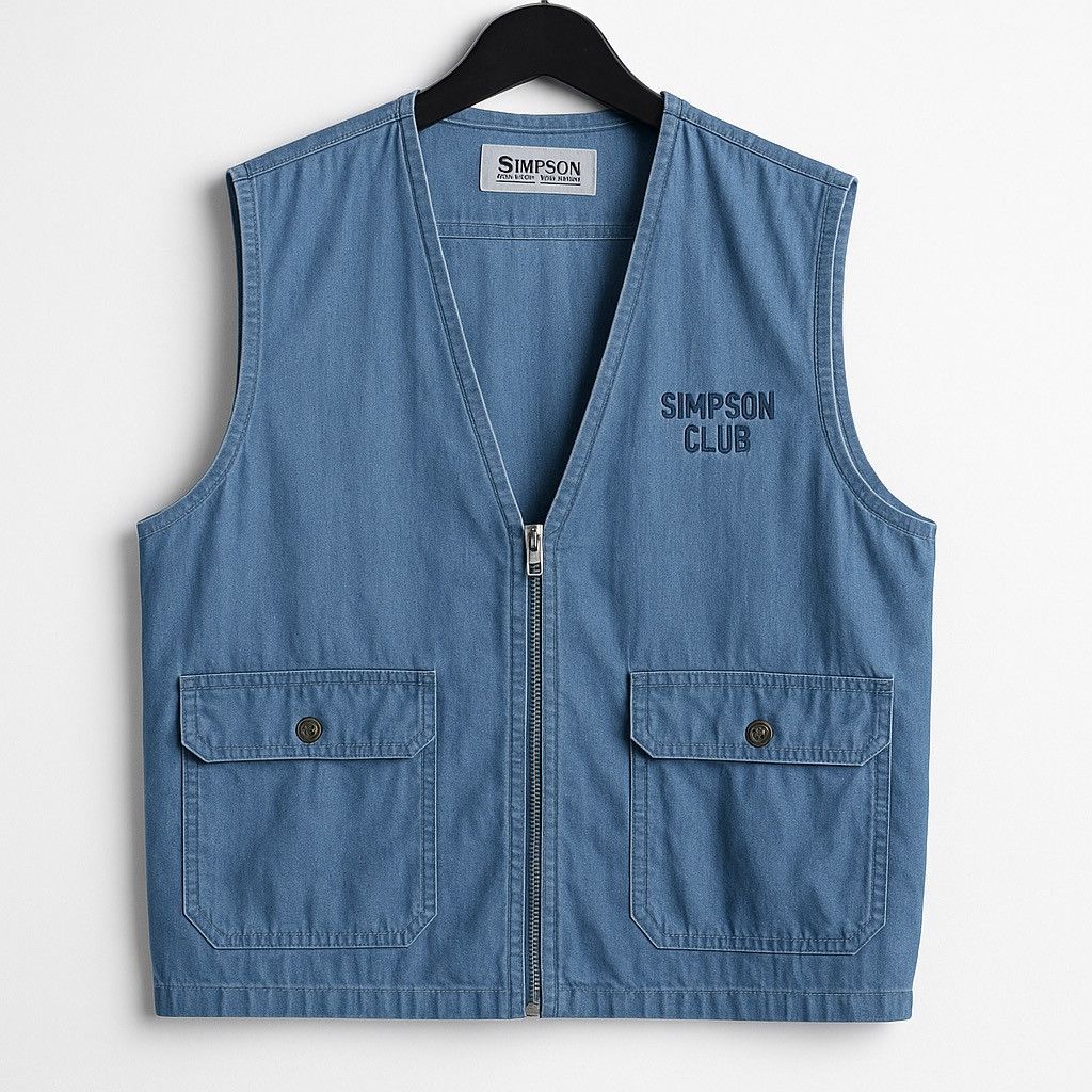 Vintage Vintage Simpson Club Denim Vest 90s Sports Casual Embroidere Size US M / EU 48-50 / 2 - 1 Thumbnail