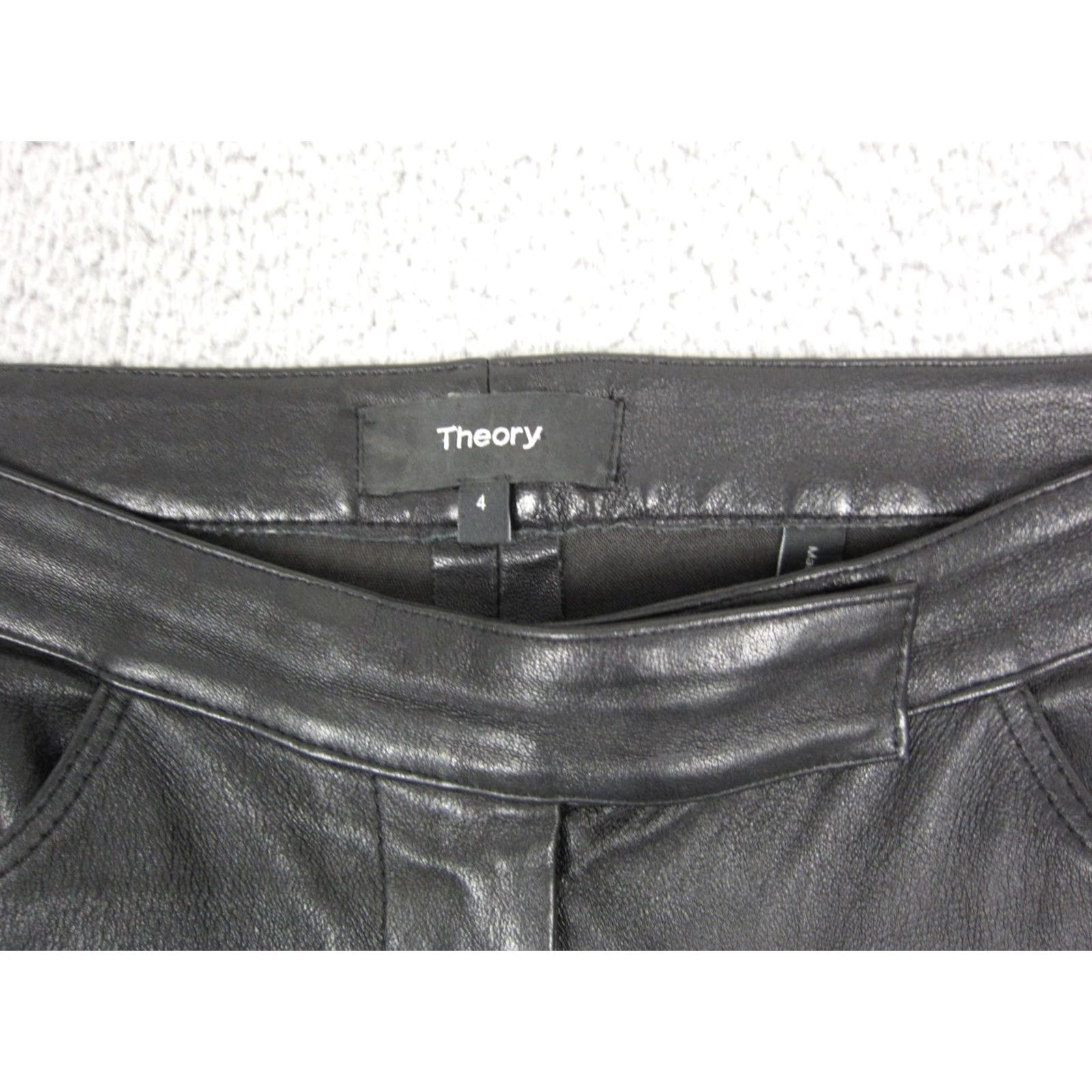 Theory Theory Pants Womens Size 4 Black Leather Cropped Flared Cropped 90s Style Pants Womens Size 27" / US 4 / IT 40 - 3 Thumbnail