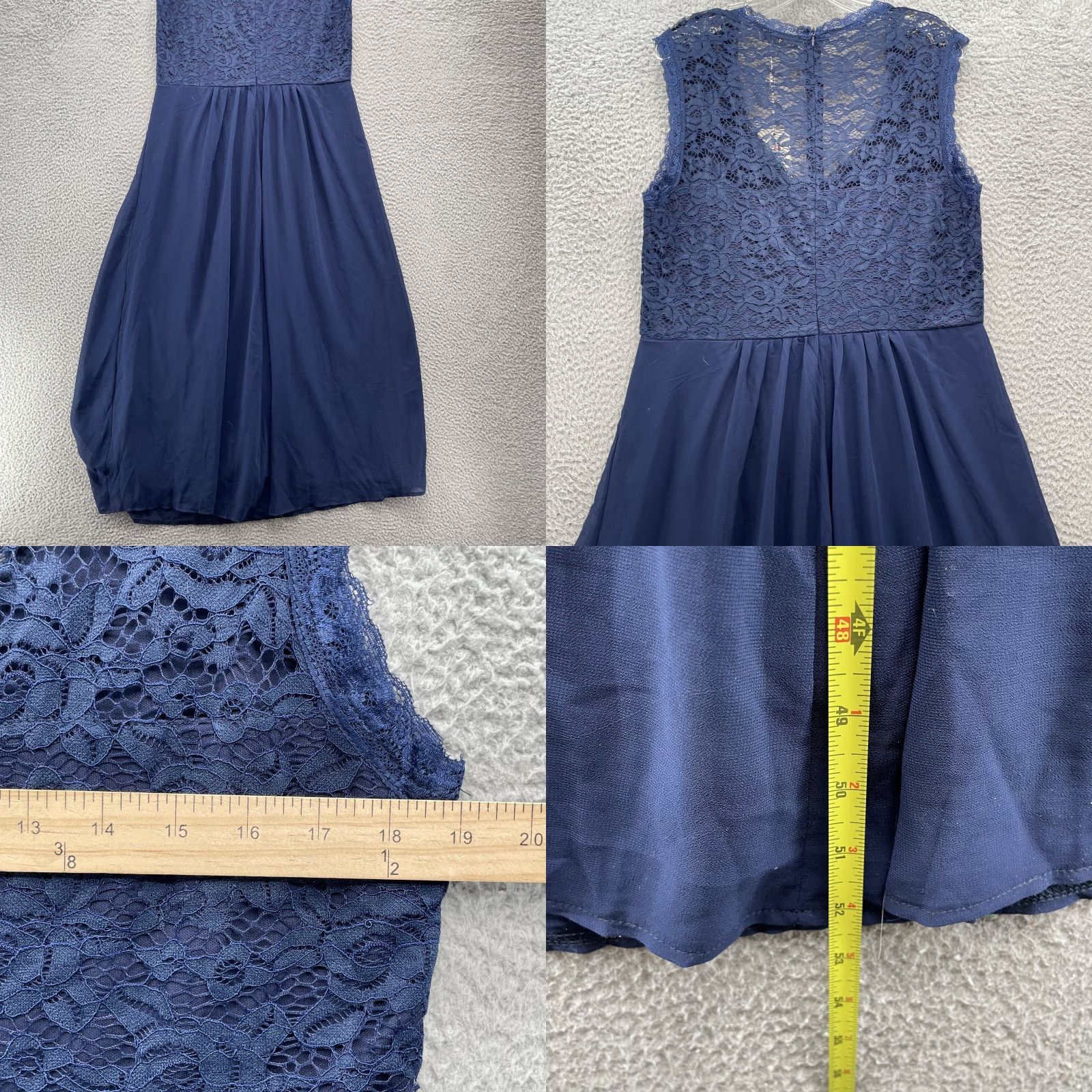 Vintage Nemidor Maxi Dress Women's Curvy 16 Navy Lace Cocktail Party Evening Bridesmaid Dress Size XXL / US 16-18 / IT 52-54 - 8 Thumbnail