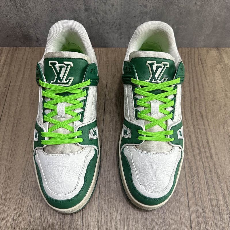 Louis Vuitton Louis Vuitton Low-Top Trainer Sneaker in White and Green - Size US 8.5 / EU 41-42 - 2 Thumbnail