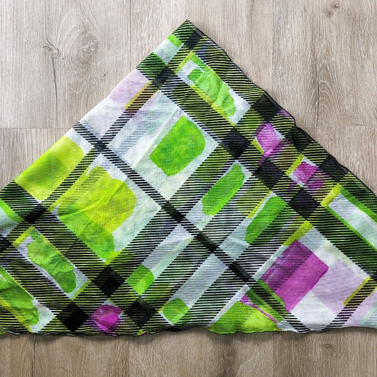 Burberry Burberry Green/Purple Artistic Design Handkerchief Scarf Size ONE SIZE - 7 Thumbnail