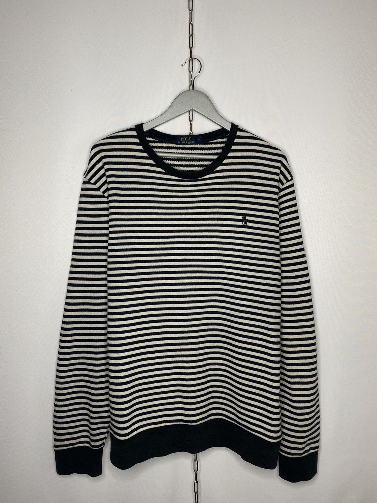 Vintage 🐎Vintage Polo Ralph Lauren Striped Sweatshirt Pullover🐎 Size US XL / EU 56 / 4 - 1 Thumbnail
