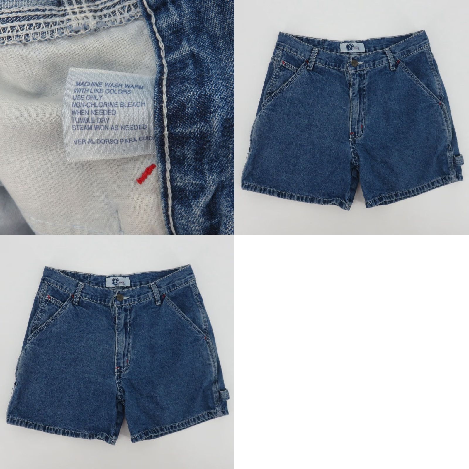Vintage VTG Arizona Juniors 7 Dungarees Blue Denim Jean Shorts Pockets All Cotton Y2K Size 28" / US 6 / IT 42 - 8 Thumbnail