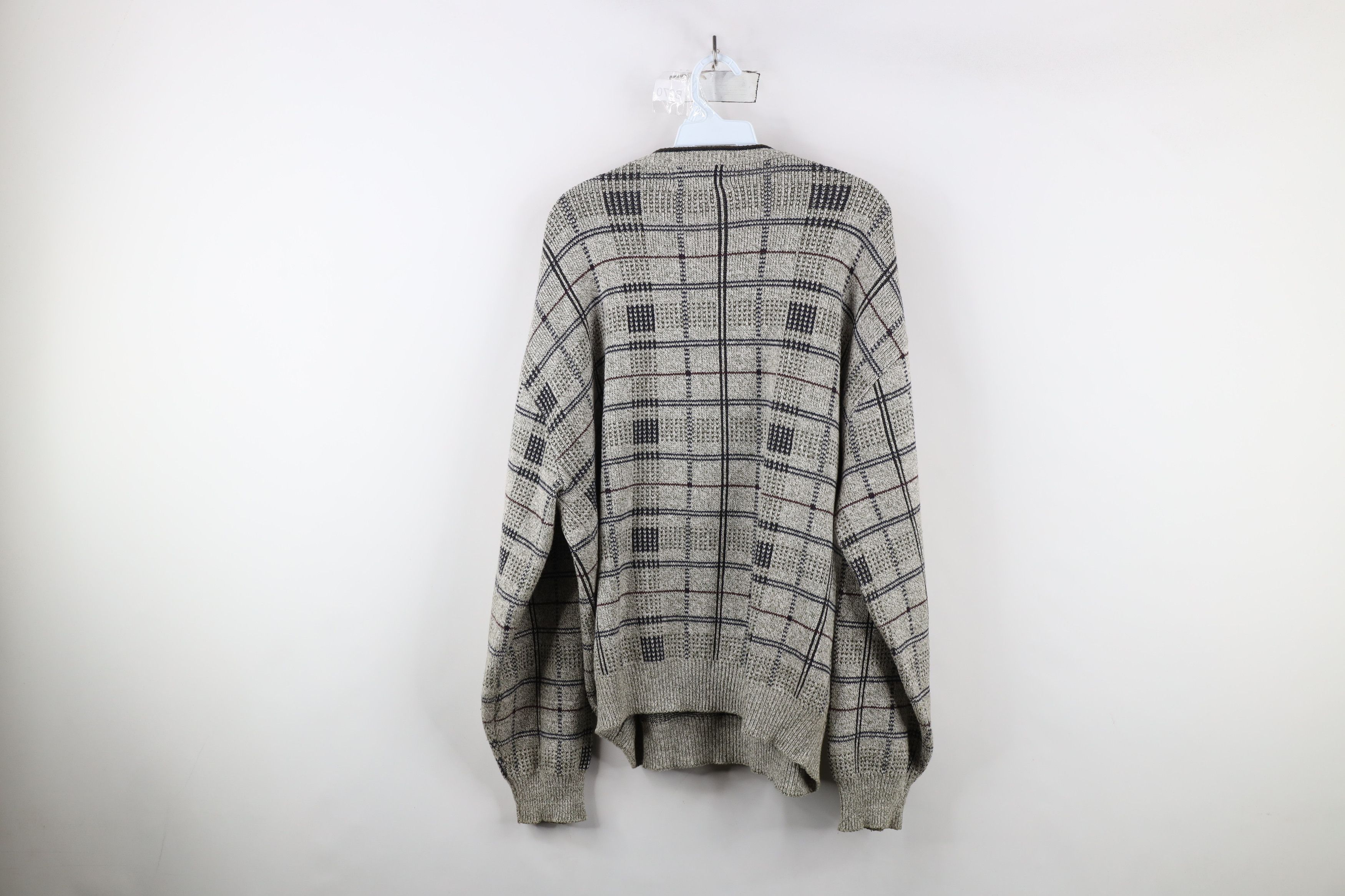 Vintage Vintage 90s Streetwear Plaid Knit Dad Crewneck Sweater USA Size US L / EU 52-54 / 3 - 6 Thumbnail