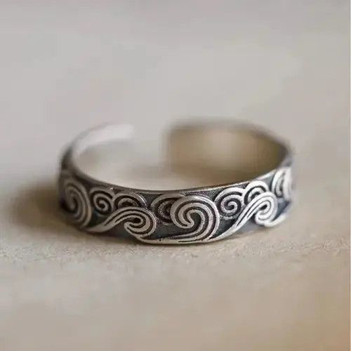 Other Spiral Abstract Circle Silver Modern Punk Art Psychedelic Size ONE SIZE - 2 Thumbnail