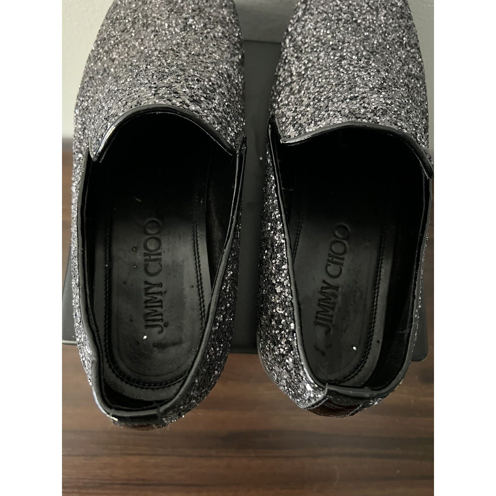 Jimmy Choo Jimmy Choo Men's Black Thame Black Glitter Fabric Slipper Size US 8 / EU 41 - 6 Thumbnail