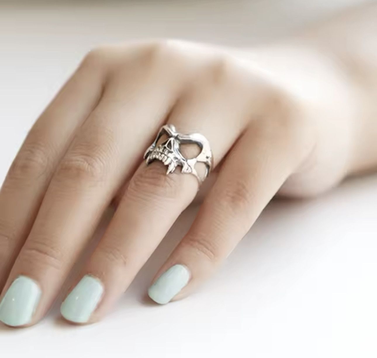 Jewelry × Vintage 925 Sterling Silver Skeleton Head Punk ​Ring Size ONE SIZE - 4 Thumbnail