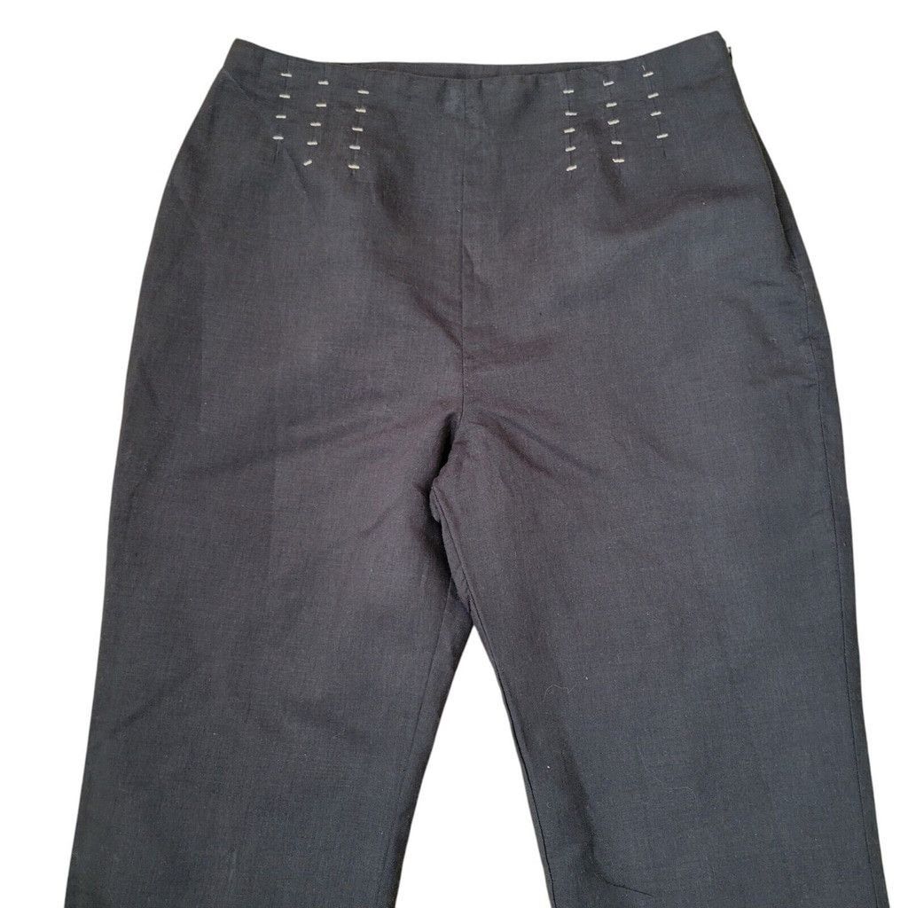 Kasper Kasper Linen Cotton Dress Pants Black Women’s 12P Excellent Size 34" / US 12 / IT 48 - 3 Thumbnail