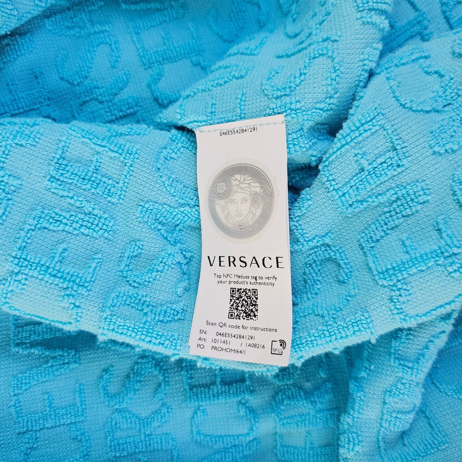 Versace VERSACE Butterflies Baroque Azur Blue Long Bathrobe Size US M / EU 48-50 / 2 - 6 Thumbnail