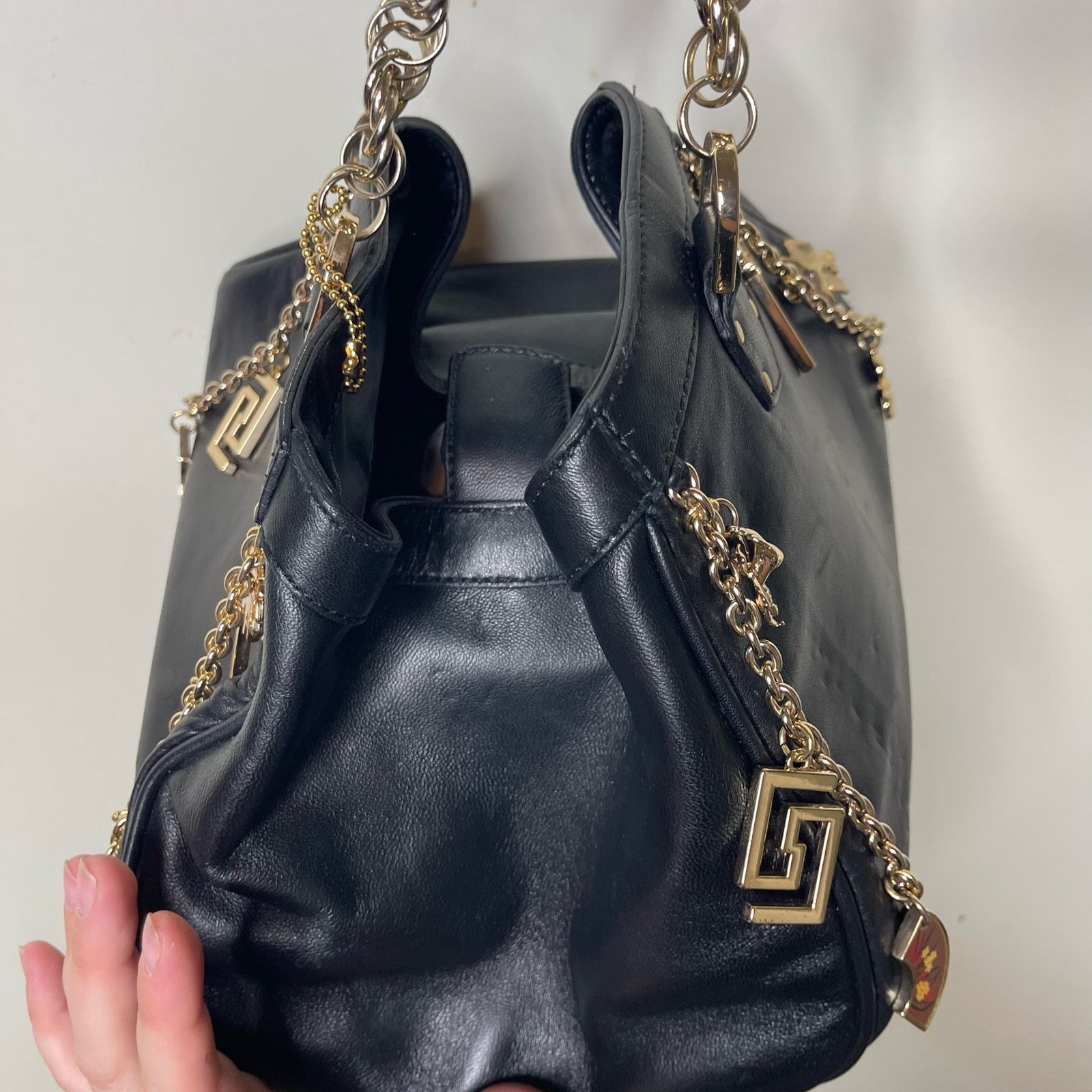 Versace Versace For H&M Black Leather Hobo Bag with Charms Size ONE SIZE - 5 Thumbnail