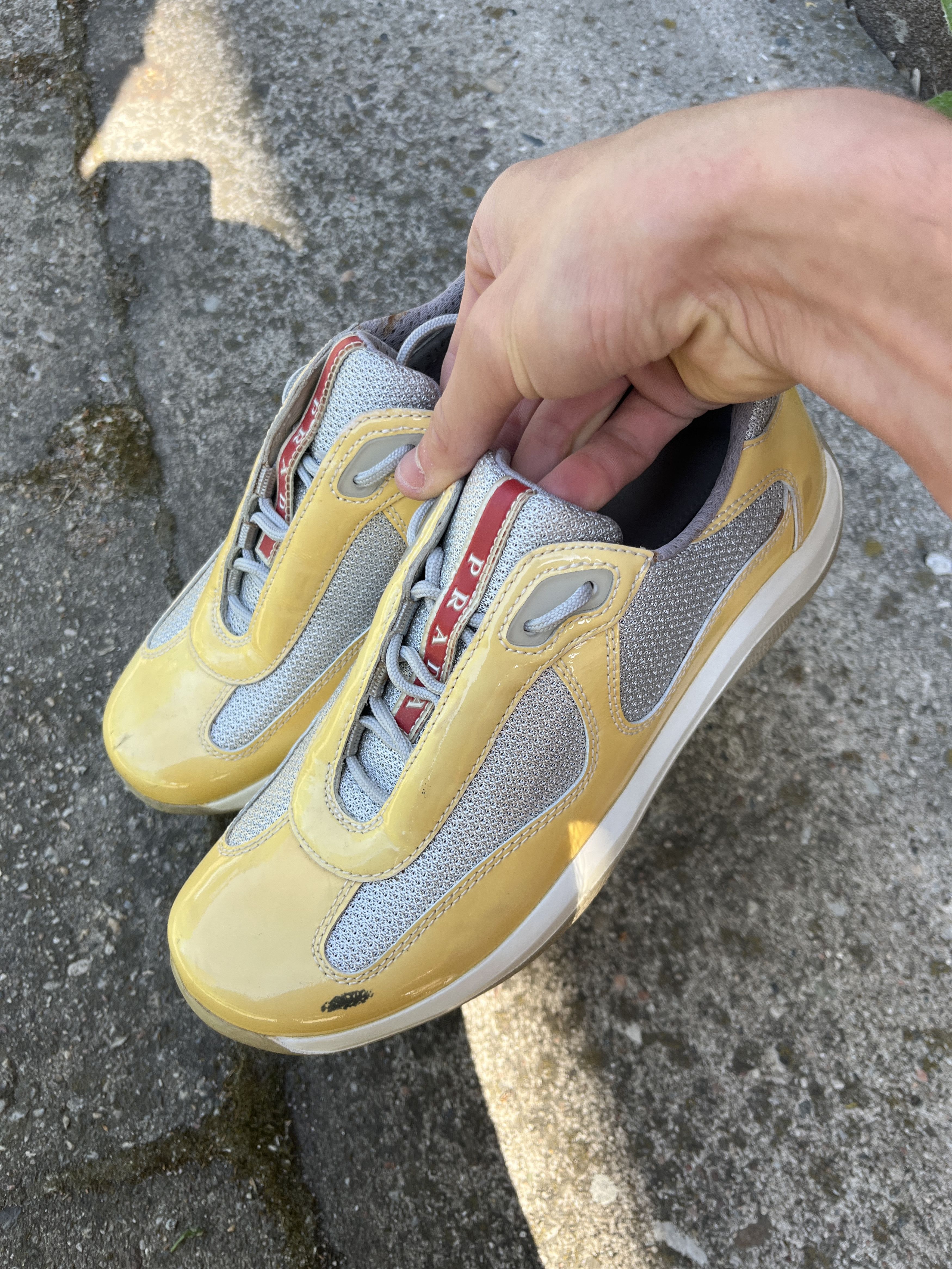 Prada prada americas cup sneakers patent leather yellow rossa 00s Size US 6 / IT 36 - 2 Thumbnail