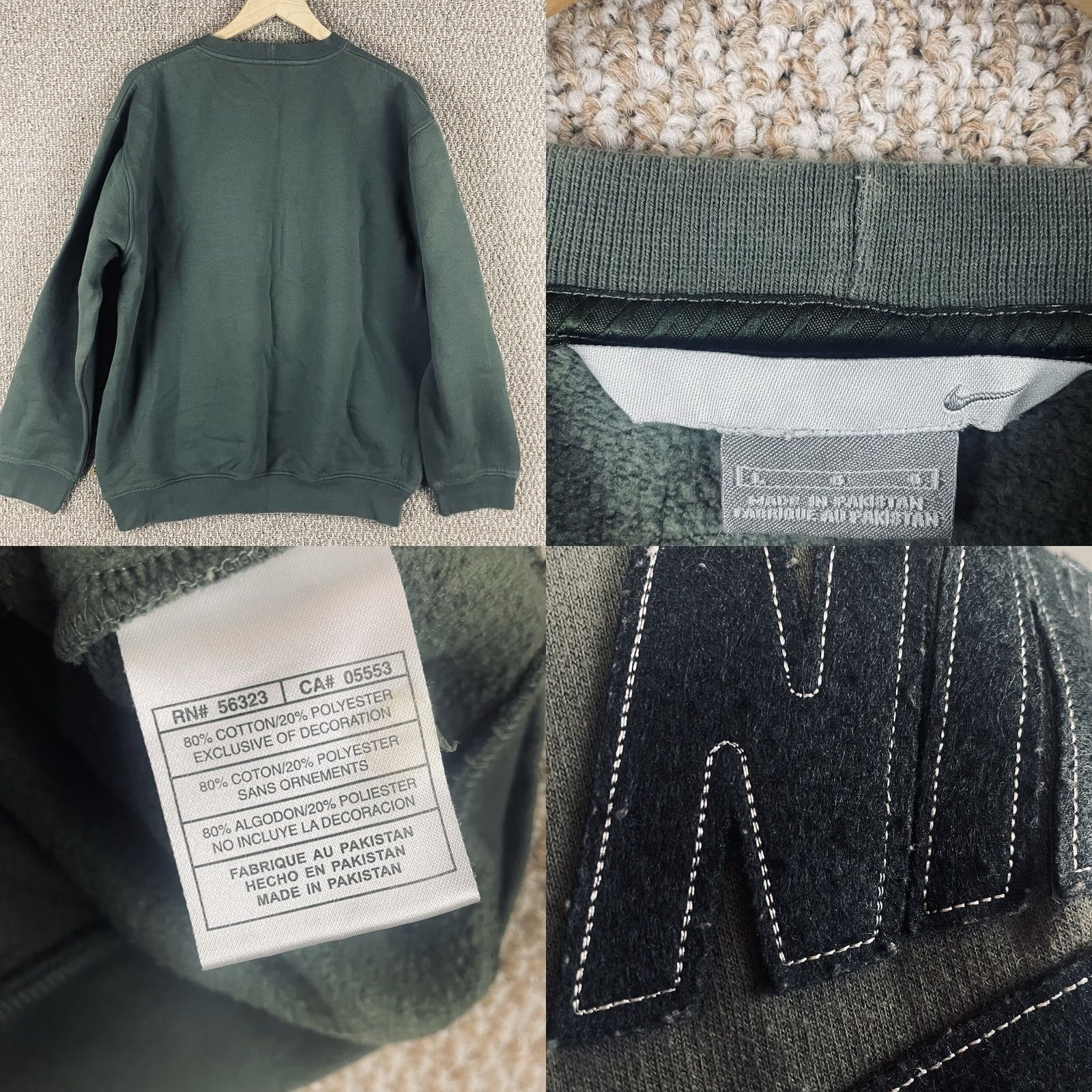 Nike VTG Nike Sweatshirt Men L Green Crew Neck Stitched Swoosh Y2K 211 90s Vintage Sportswear Size US L / EU 52-54 / 3 - 8 Thumbnail