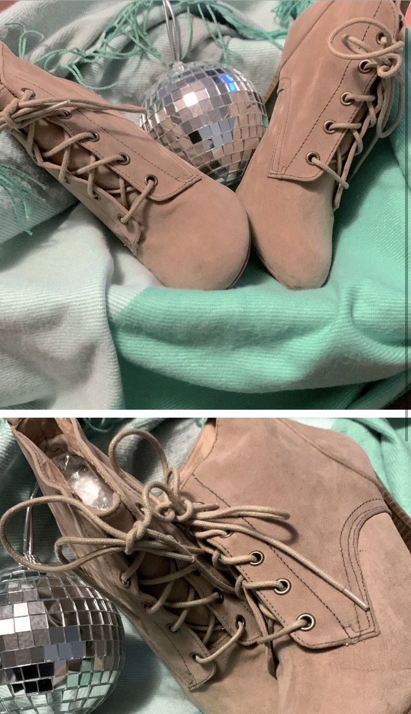 House of CB Brown/Tan Ankle Lace Up Booties Size US 7.5 / IT 37.5 - 1 Thumbnail