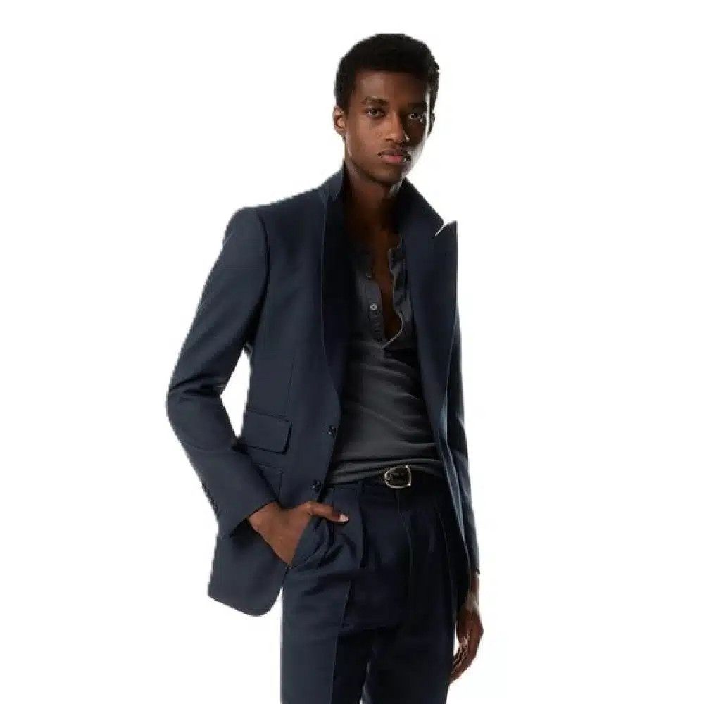 Tom Ford o1loc1c0326 JHAP01 Pure Silk Atticus Jacket in Blue Size US M / EU 48-50 / 2 - 2 Thumbnail