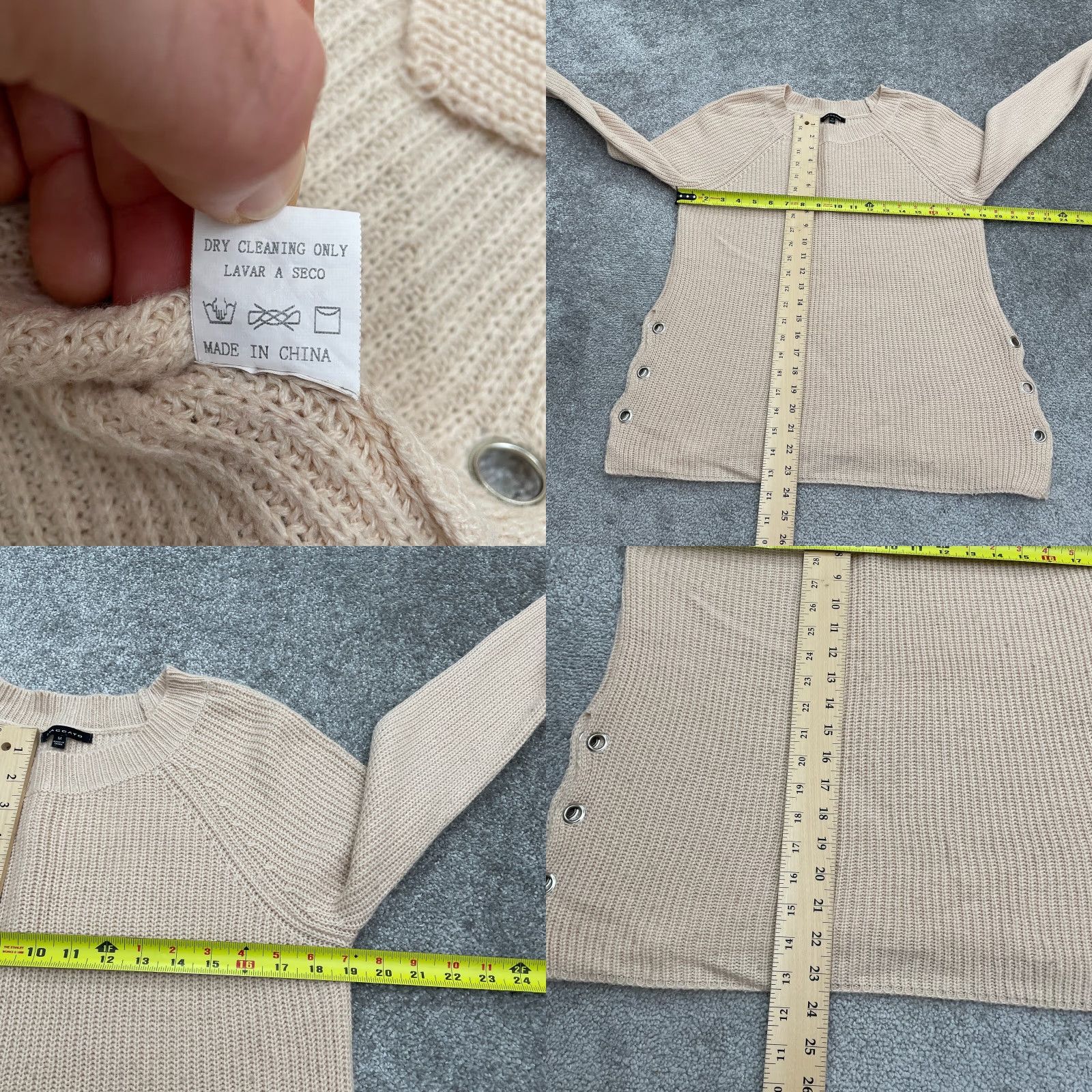 Vintage Staccato Sweater Women Medium Beige Raglan Side Holes Knit Acrylic Pullover Designer Classic Size M / US 6-8 / IT 42-44 - 8 Thumbnail
