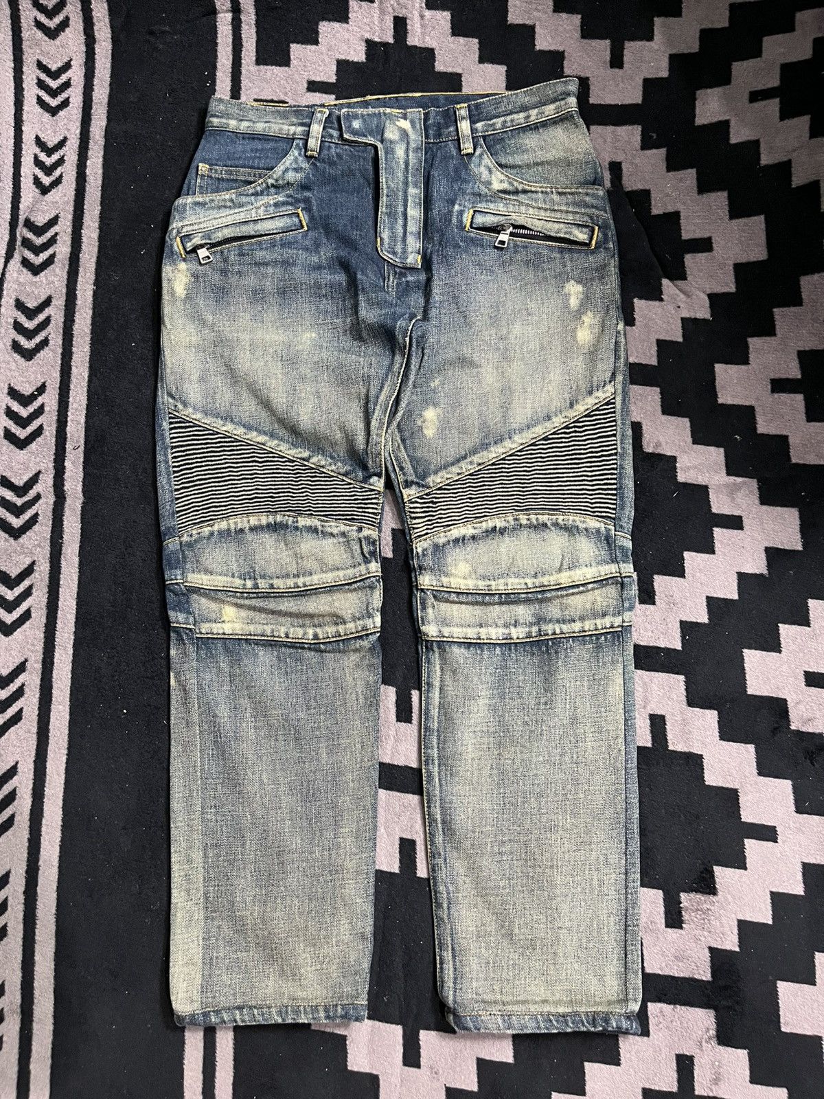 Balmain Christophe Decarnin mudwash biker denim jeans Size US 32 / EU 48 - 1 Thumbnail