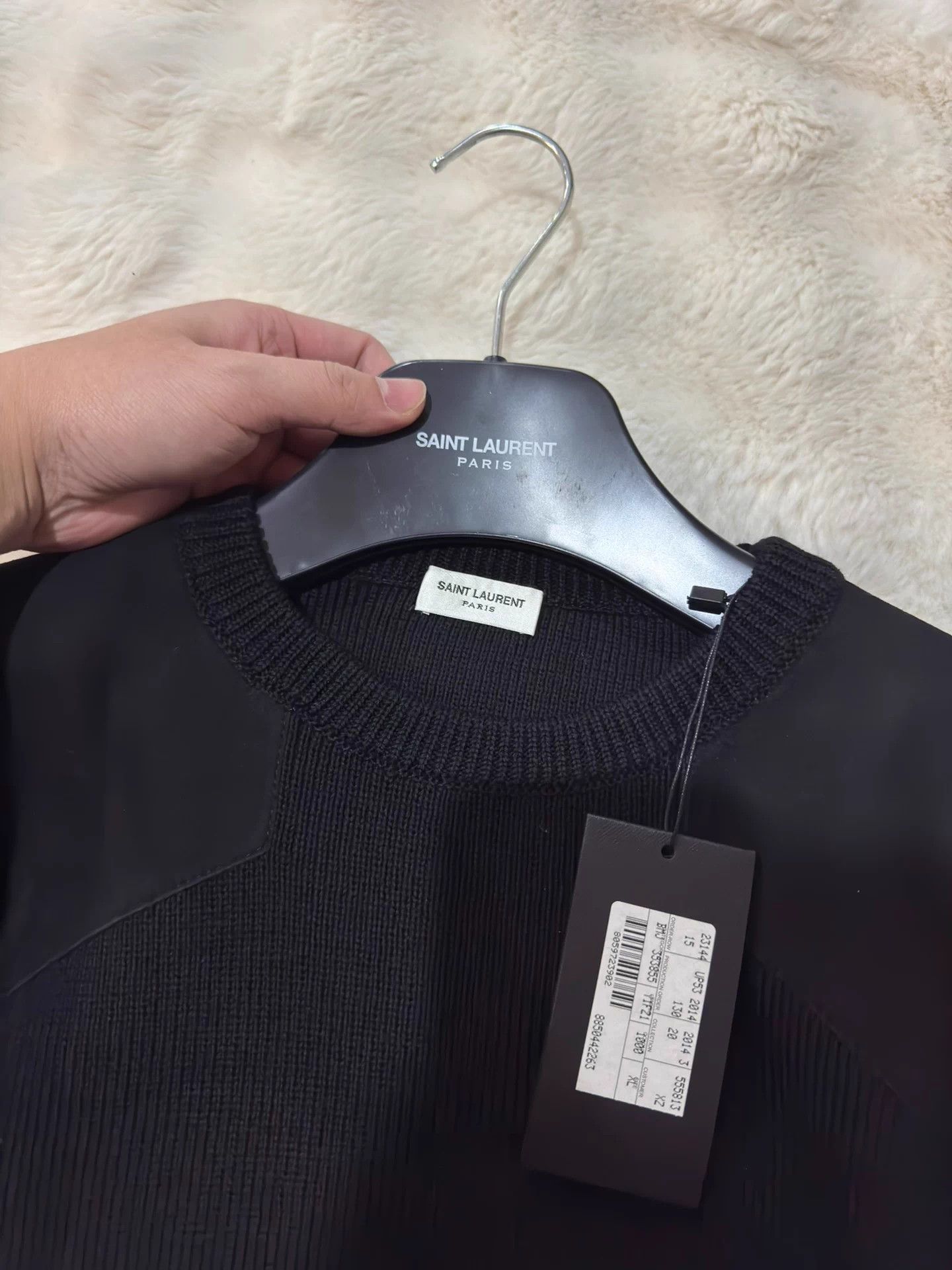 Saint Laurent Paris YSL SLP Hedi 14 black wool lambskin sweater XL new Size US XL / EU 56 / 4 - 3 Thumbnail