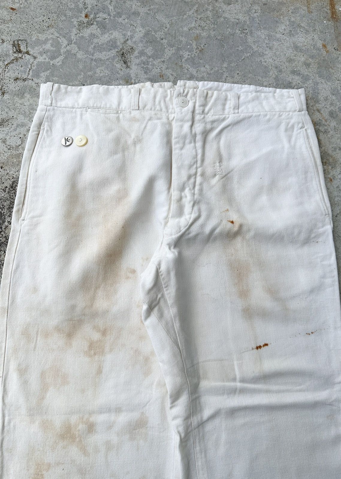 Vintage 50s-60s USN Navy Sailor Stained Dirty White pant Size US 36 / EU 52 - 4 Thumbnail
