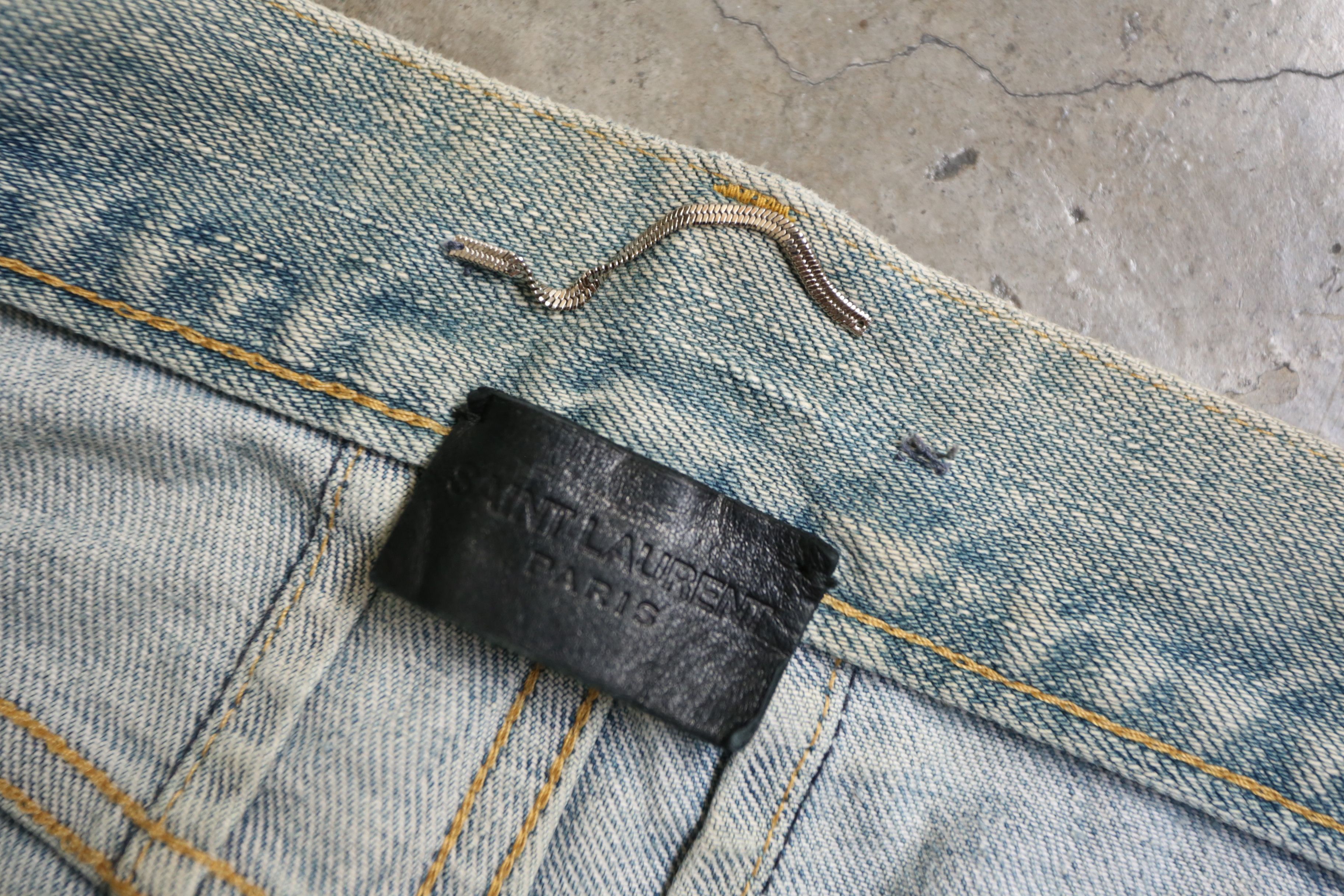 Saint Laurent Paris SLP - Hedi Slimane - F/W 14 - D01 Crash Denim Jean Size US 30 / EU 46 - 8 Thumbnail