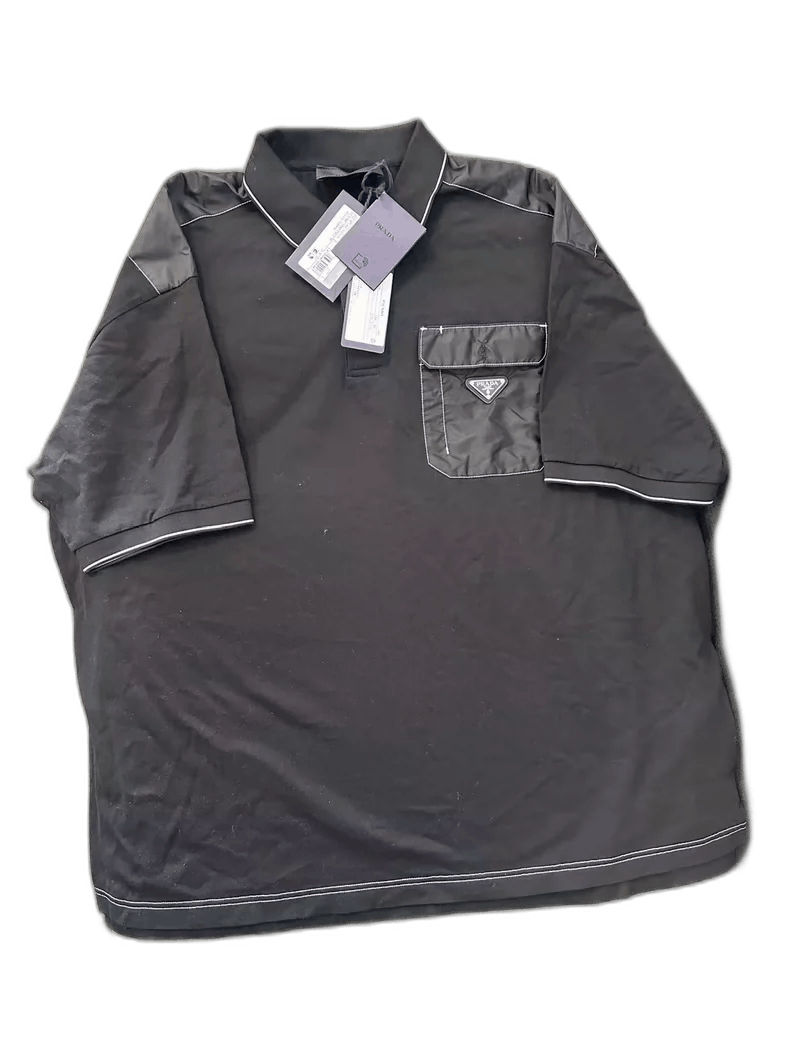 New Prada Classic Black Short Sleeve Polo