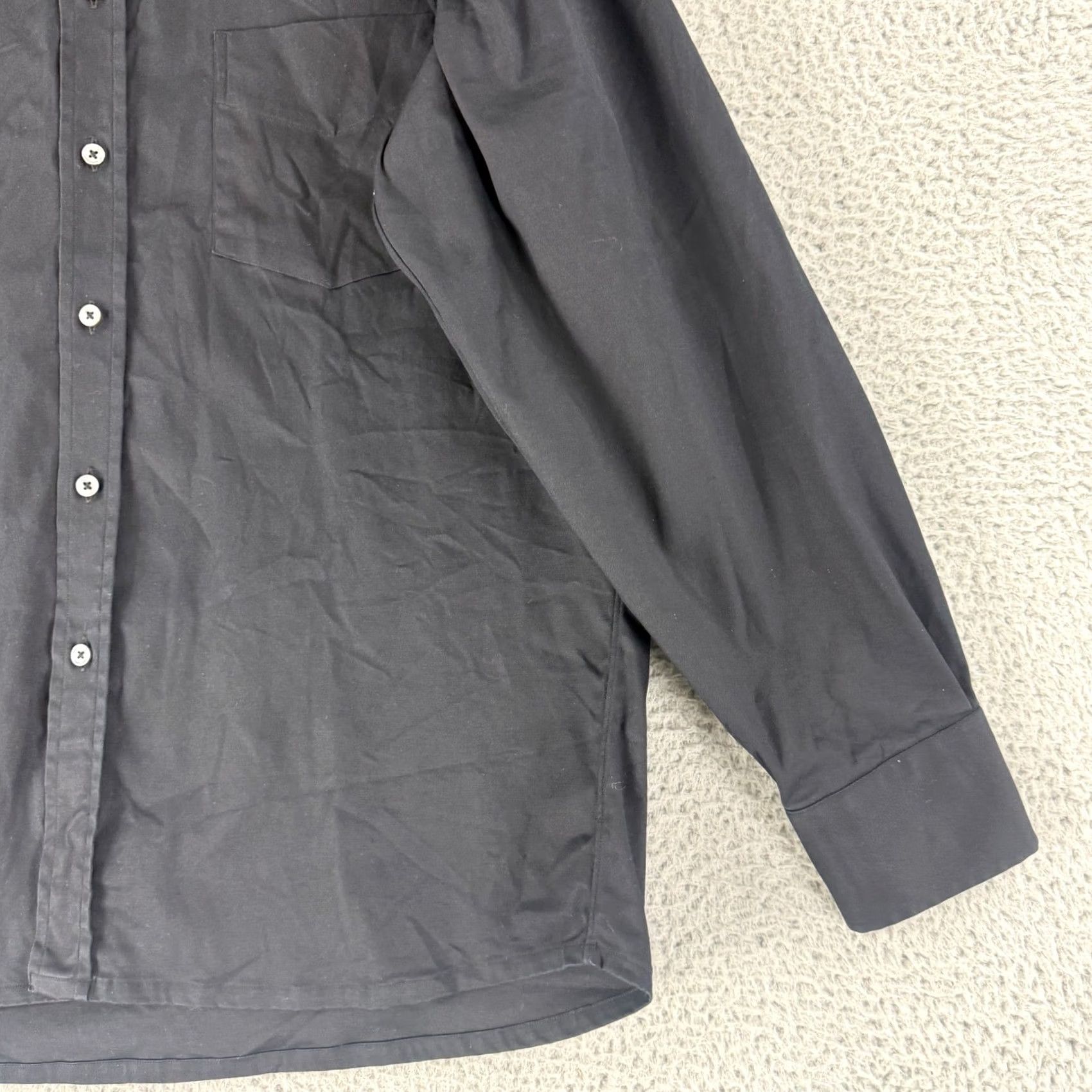 Vintage VINTAGE Ascot Chang Dress Shirt Mens XL Black Cotton Blend Button Down Long Sleeve Size 46R - 4 Thumbnail