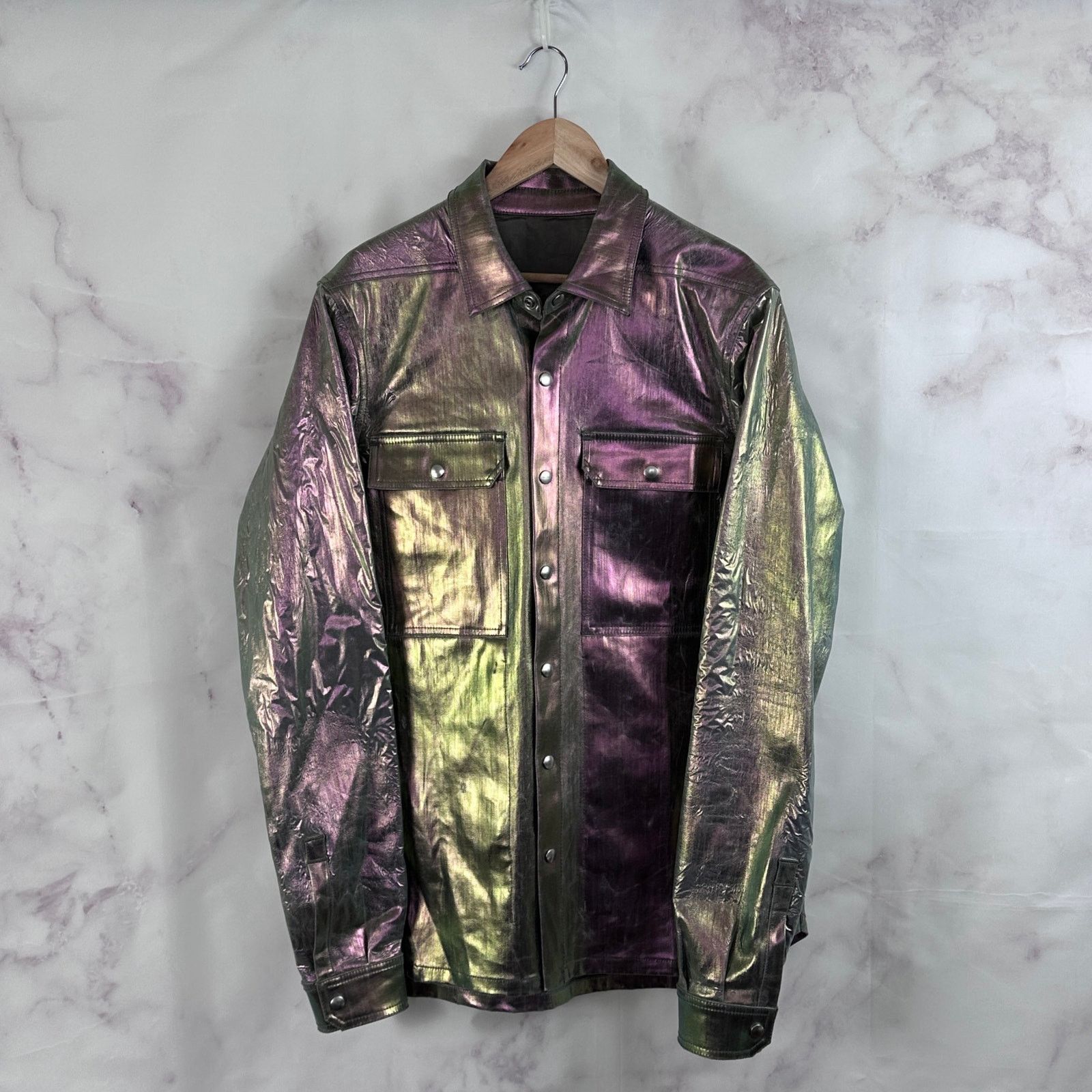 Rick Owens Rick Owens S/S20 Iris Shiny Denim Outershirt Size US L / EU 52-54 / 3 - 2 Thumbnail
