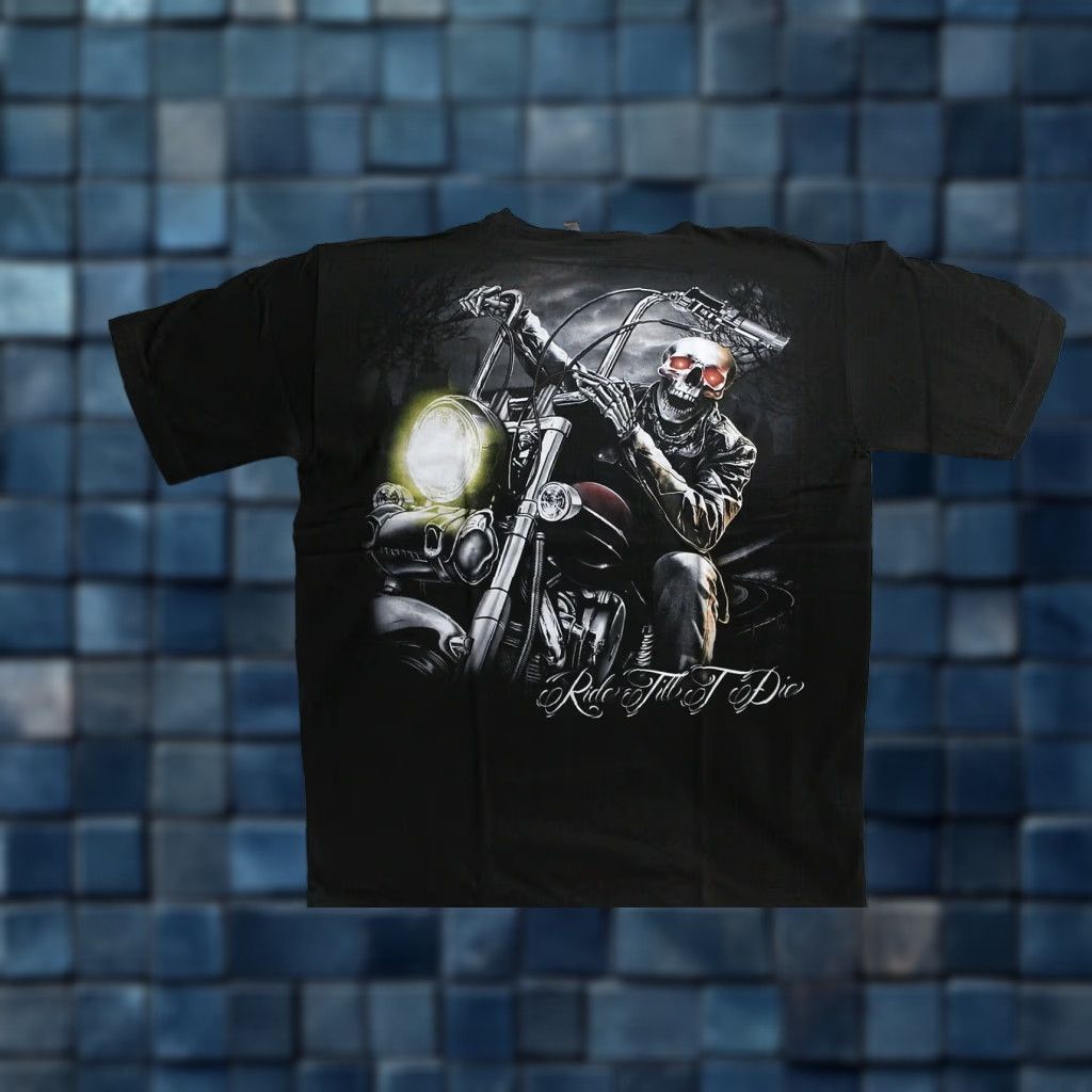 Vintage VINTAGE ALSTYLE Skeleton Biker Motorcycle Graphic Tee T-Shirt Men's Medium Black Ride Till T Die Size US M / EU 48-50 / 2 - 1 Thumbnail