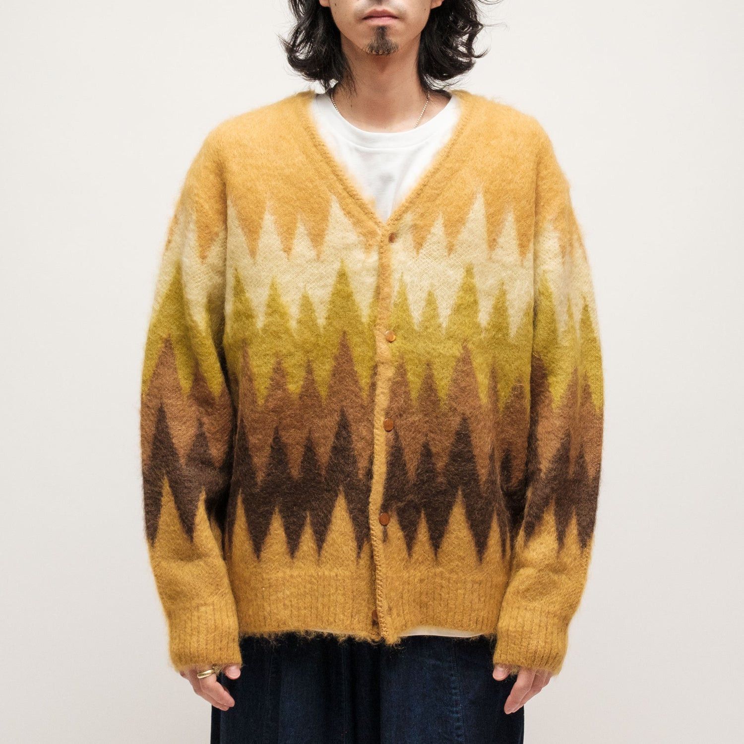 Needles Mohair Zig Zag Pattern Cardigan Sweater Size US L / EU 52-54 / 3 - 1 Thumbnail