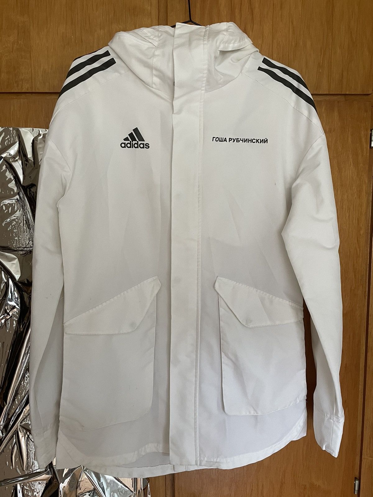 Image of AdidasxGosha Rubchinskiy Rain Coat in White, Men's (Size Small)