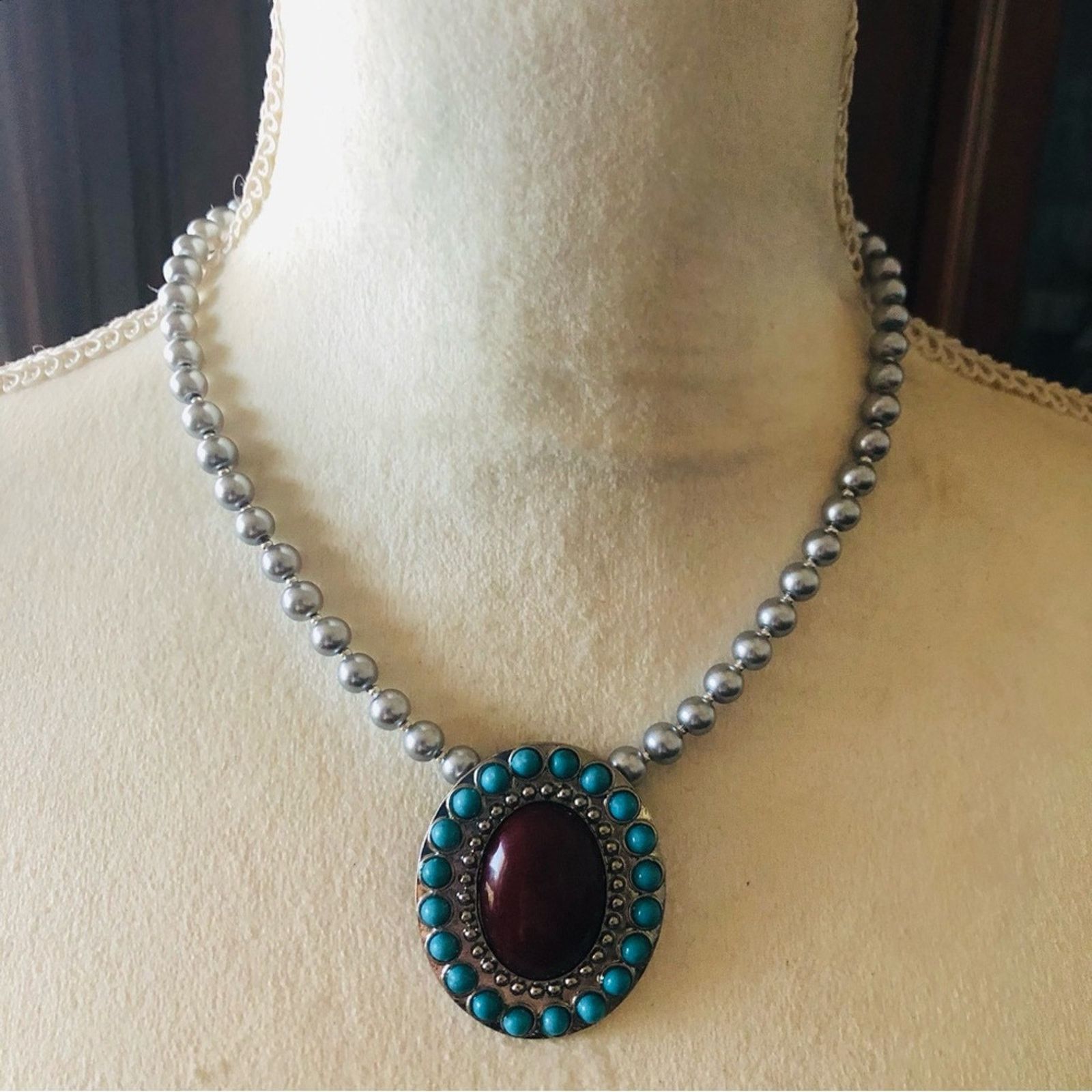Handmade Handcrafted repurpose vintage southwest Pearl necklace Size ONE SIZE - 2 Thumbnail