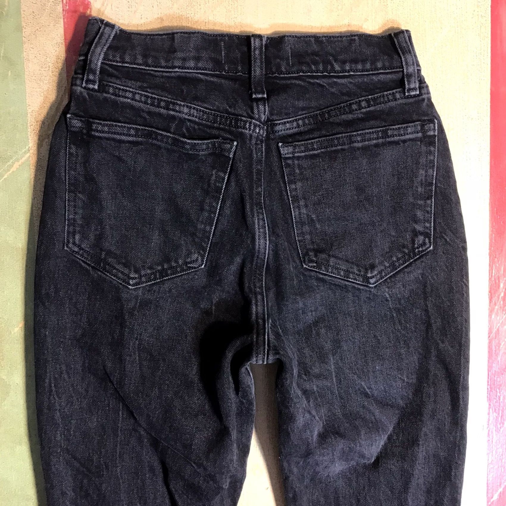 Abercrombie & Fitch Abercrombie & Fitch Mom Jeans Black Dark Wash Distressed Womens 00 X 25 90s Size 42" / US 20 - 4 Thumbnail