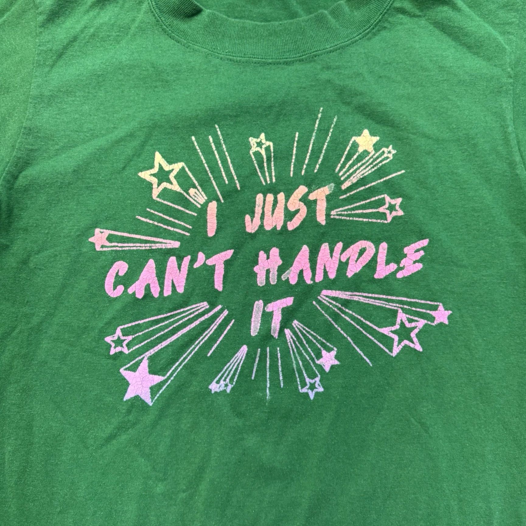 Vintage VINTAGE M & M Graphic T Shirt Mens M 80s Green I Just Cant Handle It USA Made Short Sleeve Crew Neck Cotton Blend Polyester Womens?? Size US M / EU 48-50 / 2 - 5 Thumbnail