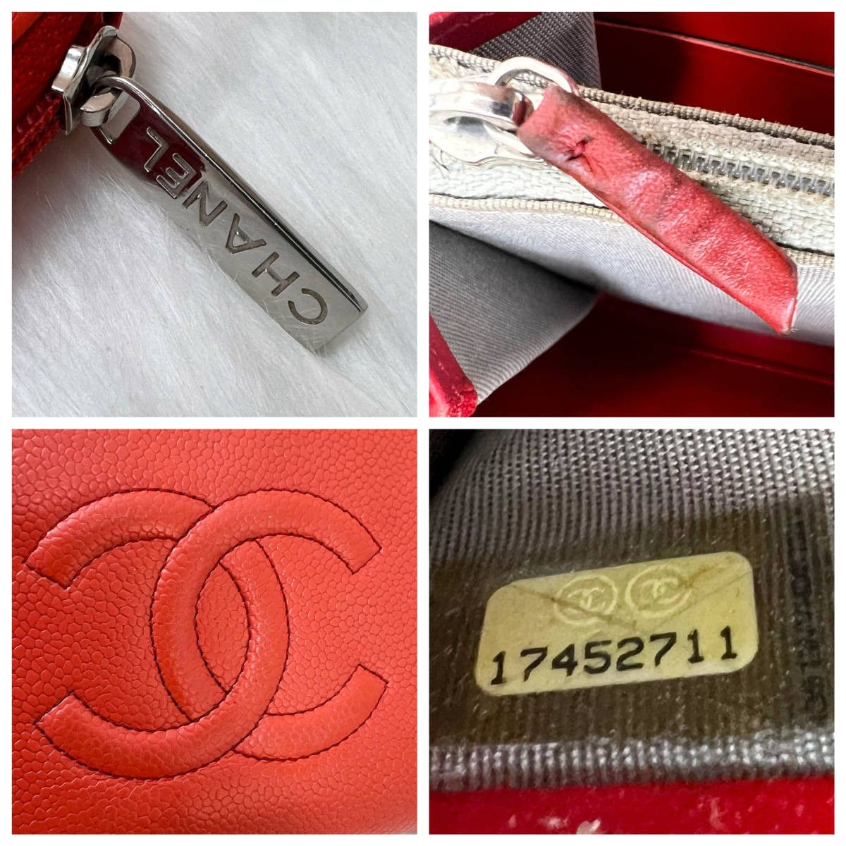 Chanel CHANEL Caviar skin Coco mark Round zipper Long wallet Orange Size ONE SIZE - 10 Thumbnail