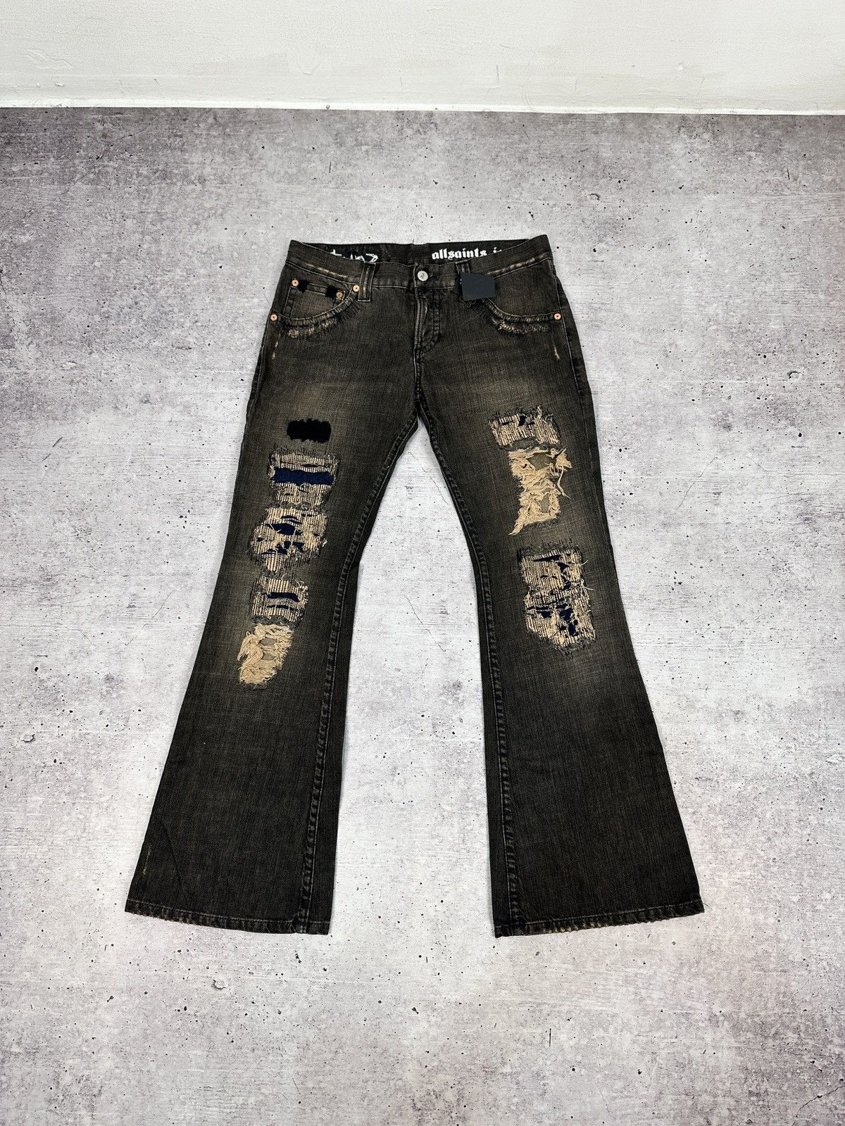 Allsaints Archive AllSaints Distressed Denim Jeans W30 Grunge Rock Y2K Size 30" / US 8 / IT 44 - 1 Thumbnail