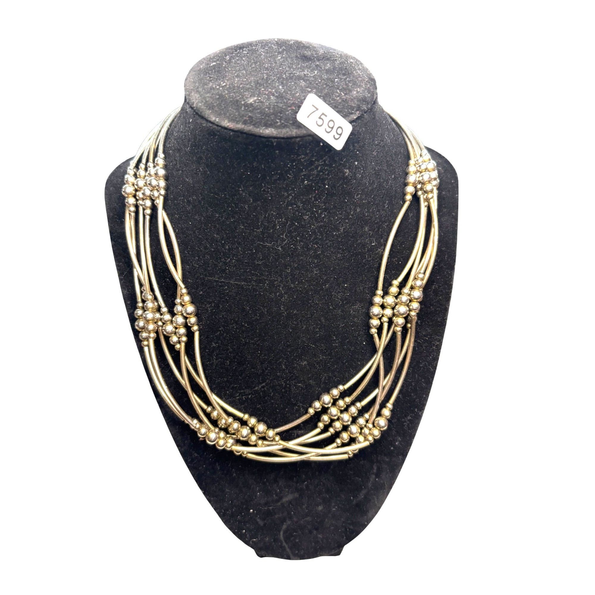 Other Twisted Multi-Strand Silver Beaded Necklace With Lobster Cla Size ONE SIZE - 4 Thumbnail