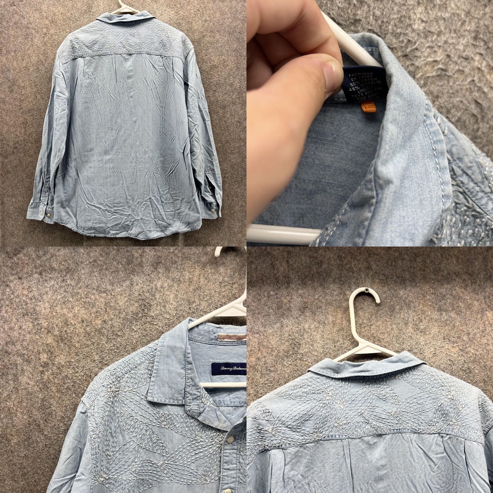 Tommy Bahama Tommy Bahama Shirt Mens XL Blue Chambray Long Sleeve Button Front Embroidered Size US XL / EU 56 / 4 - 8 Thumbnail