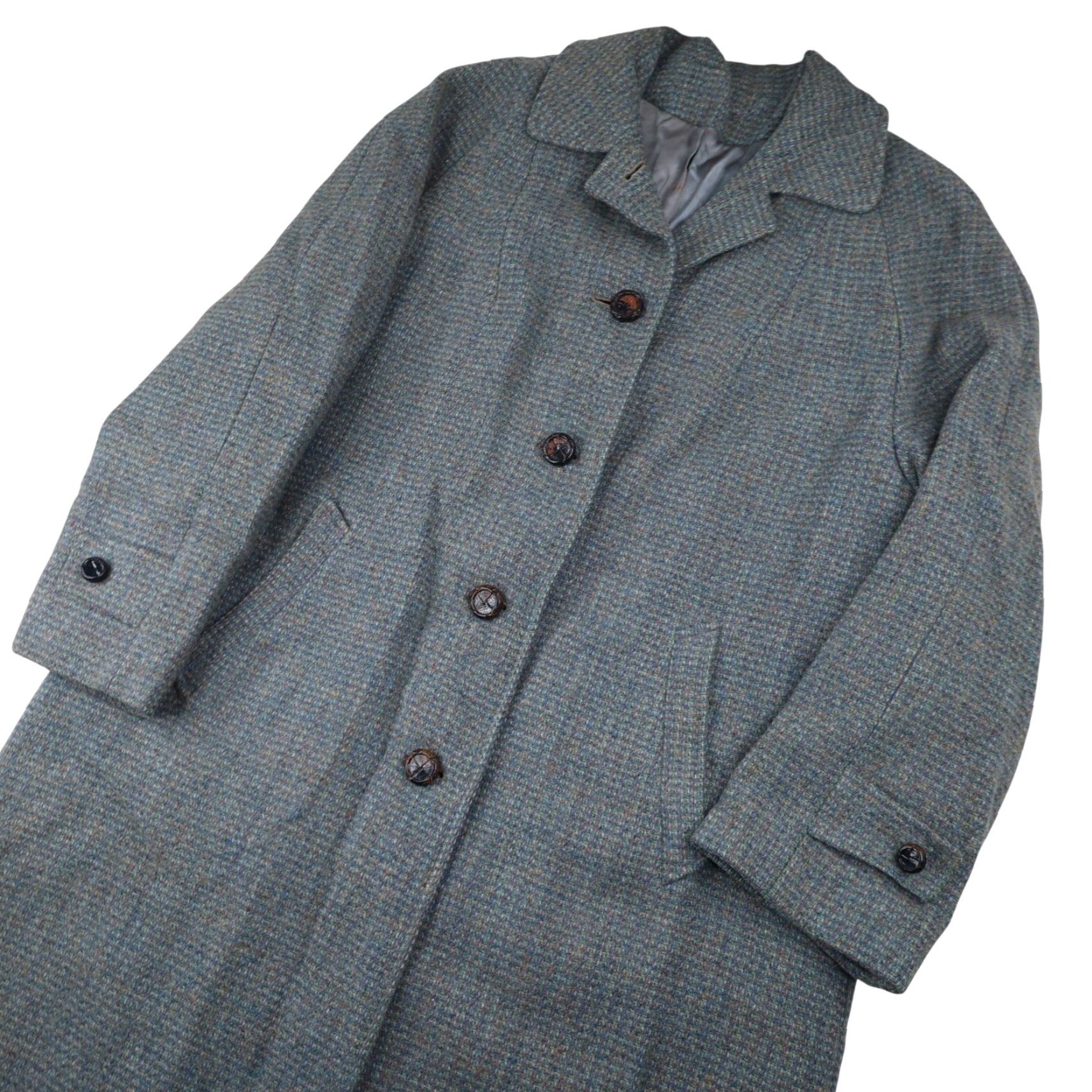 Harris Tweed VINTAGE Harris Tweed for Tar-Shire Womens Large Overcoat Blue Size L / US 10 / IT 46 - 2 Thumbnail