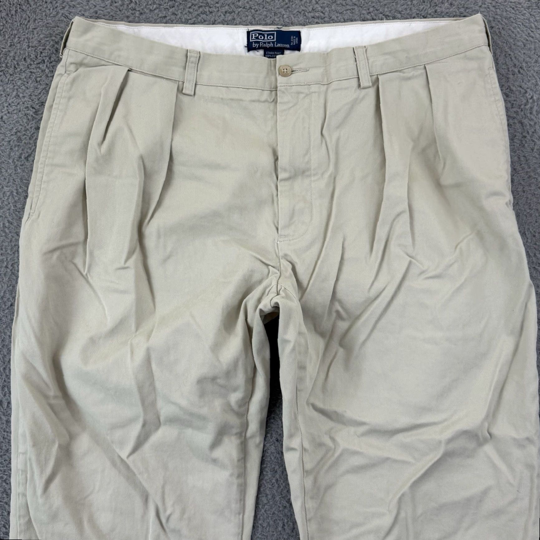 Polo Ralph Lauren VINTAGE Polo Ralph Lauren Andrew Pants Mens 40x30 Beige Chino Dress Preppy Casual Shirt? Size US L / EU 52-54 / 3 - 3 Thumbnail